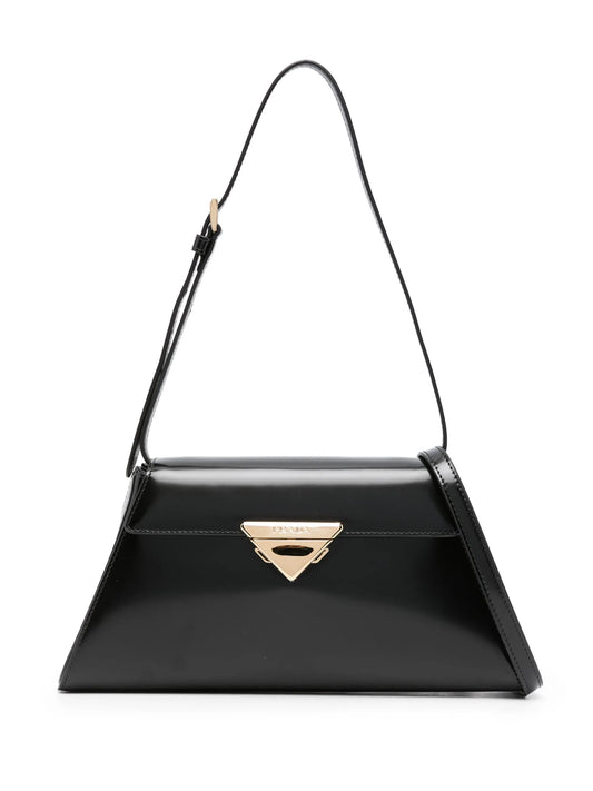 triangle-logo leather shoulder bag