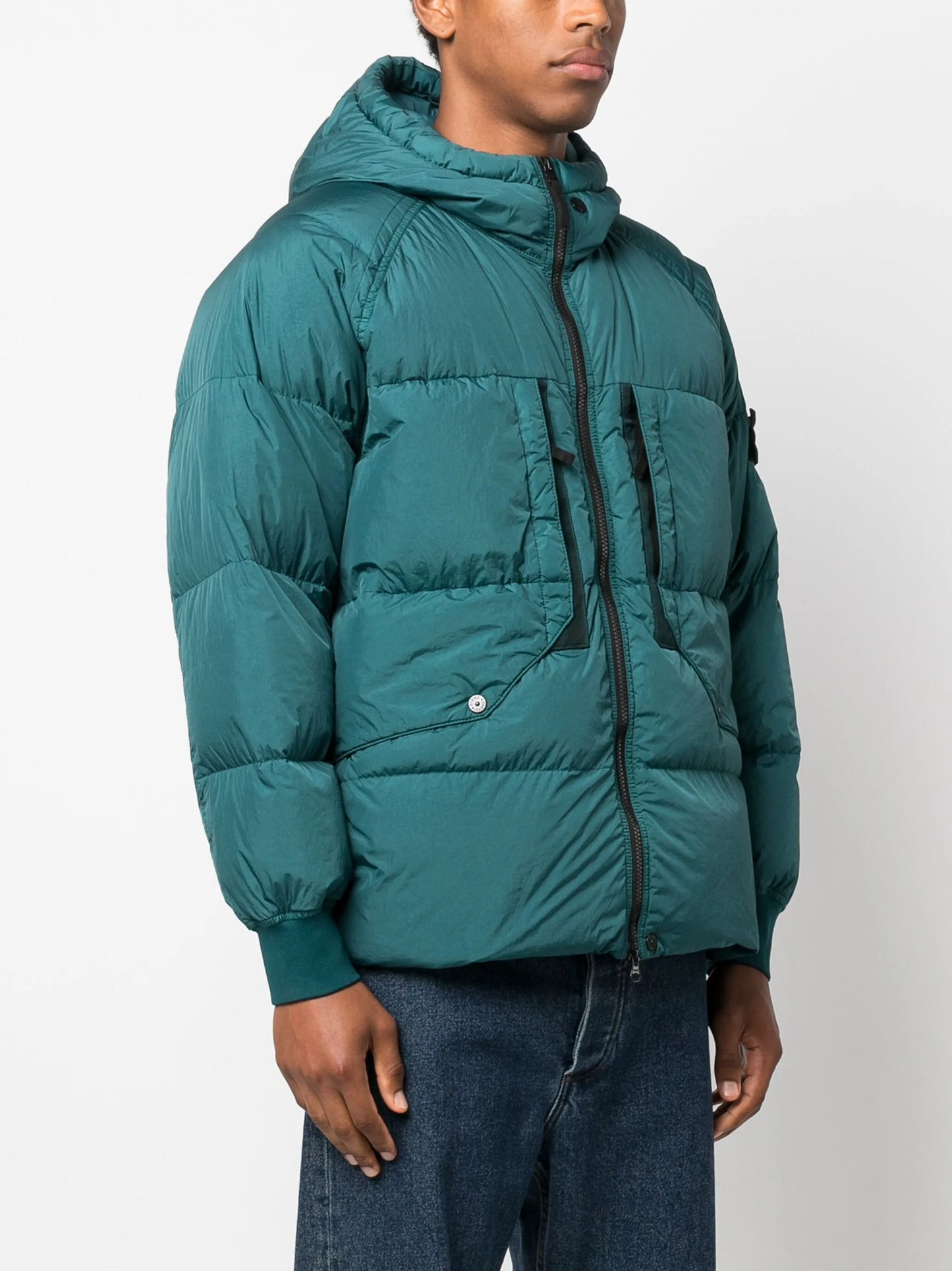 Compass-patch padded jacket