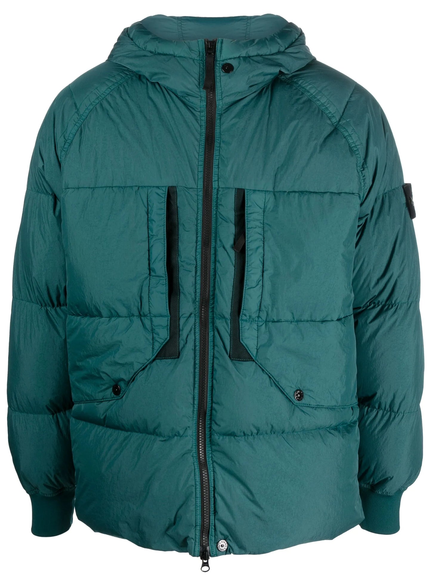 Compass-patch padded jacket