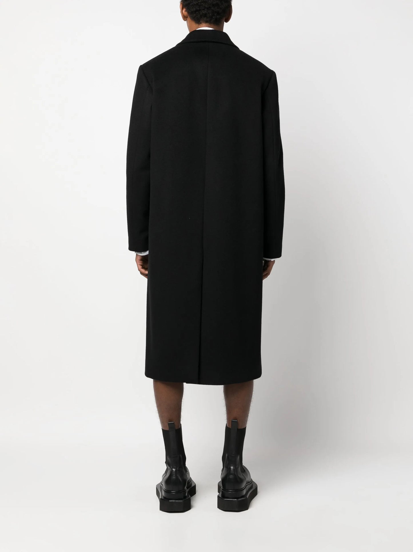 single-breasted wool-blend coat