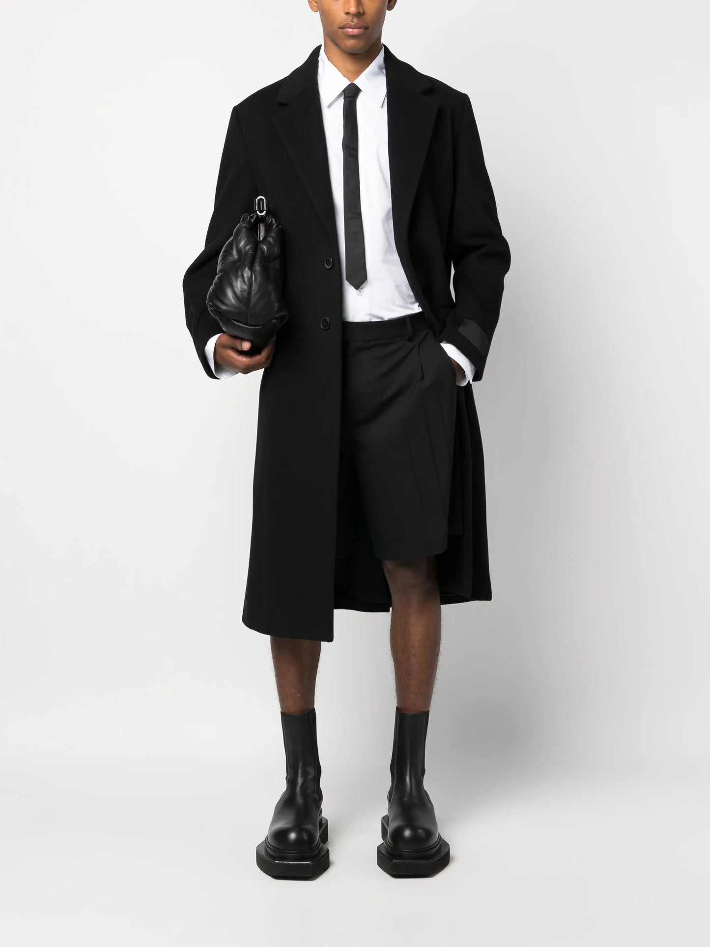 single-breasted wool-blend coat