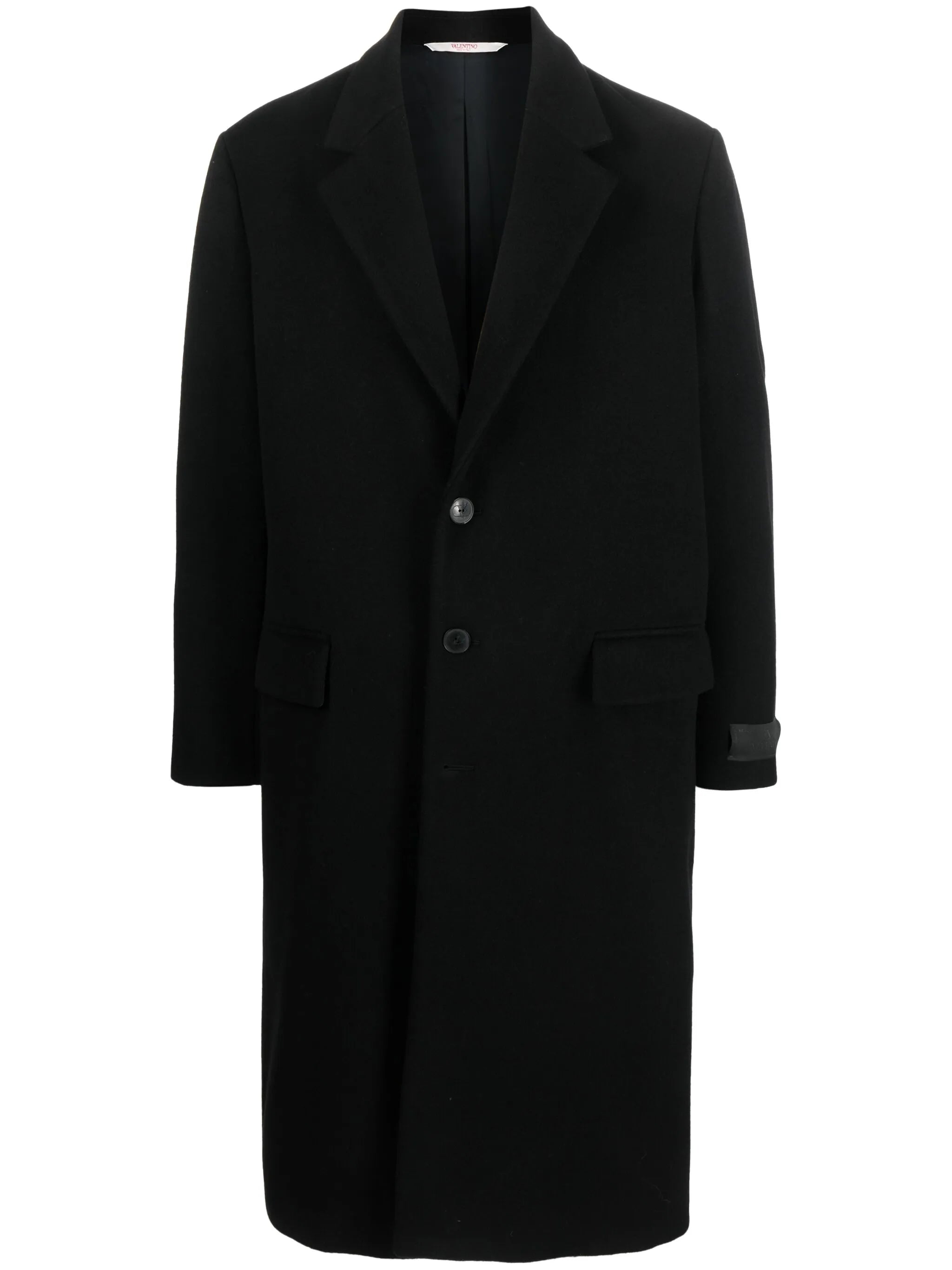 single-breasted wool-blend coat