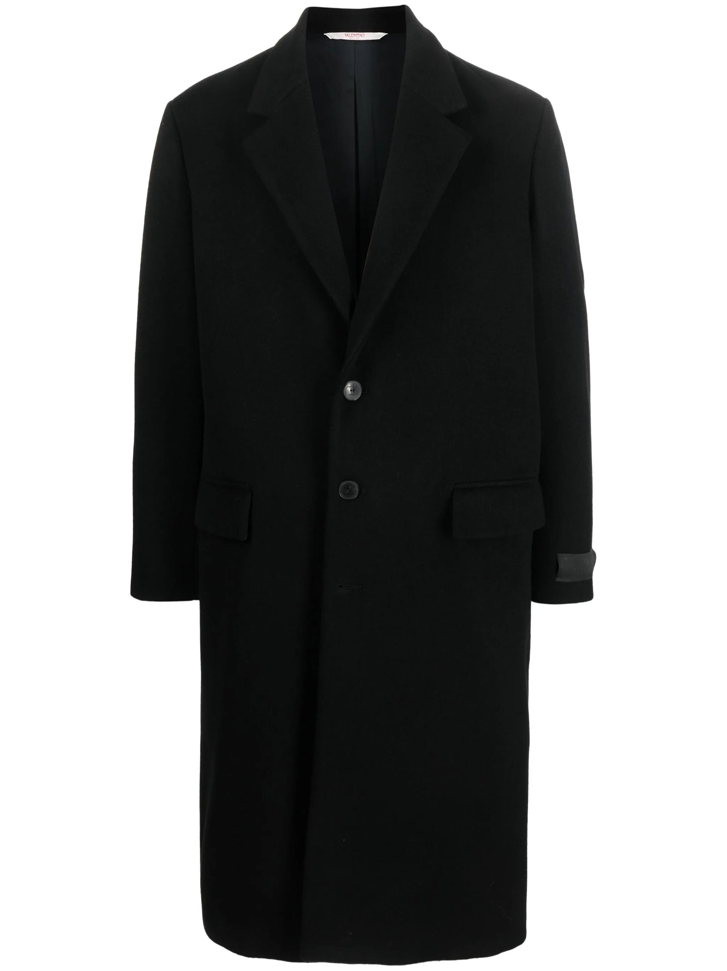 single-breasted wool-blend coat