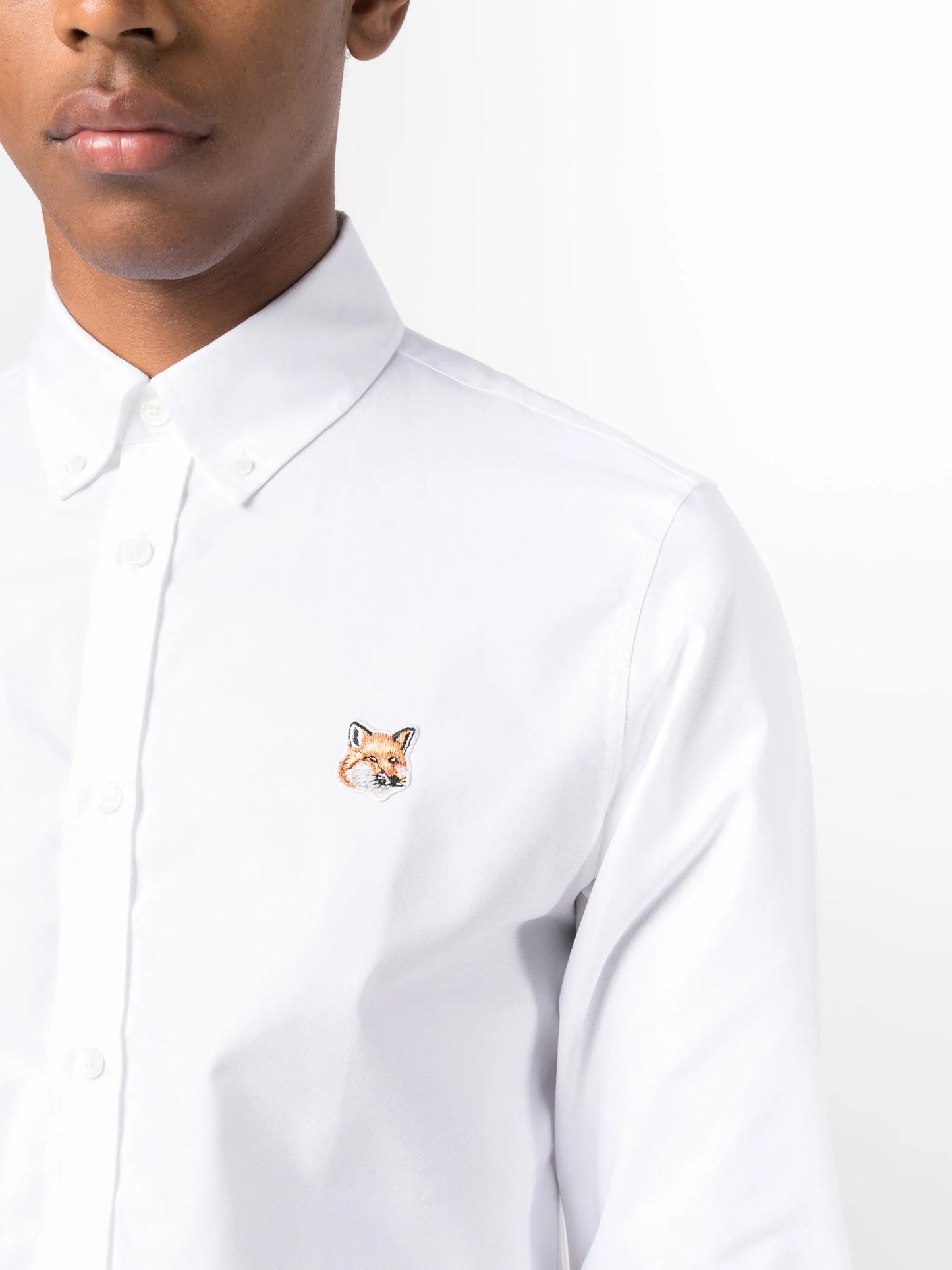 embroidered fox-head cotton shirt