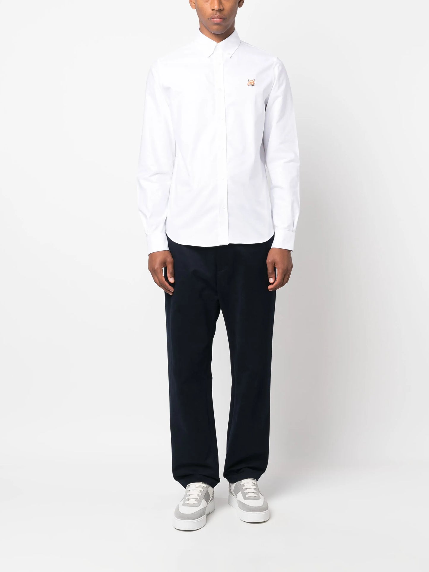 embroidered fox-head cotton shirt