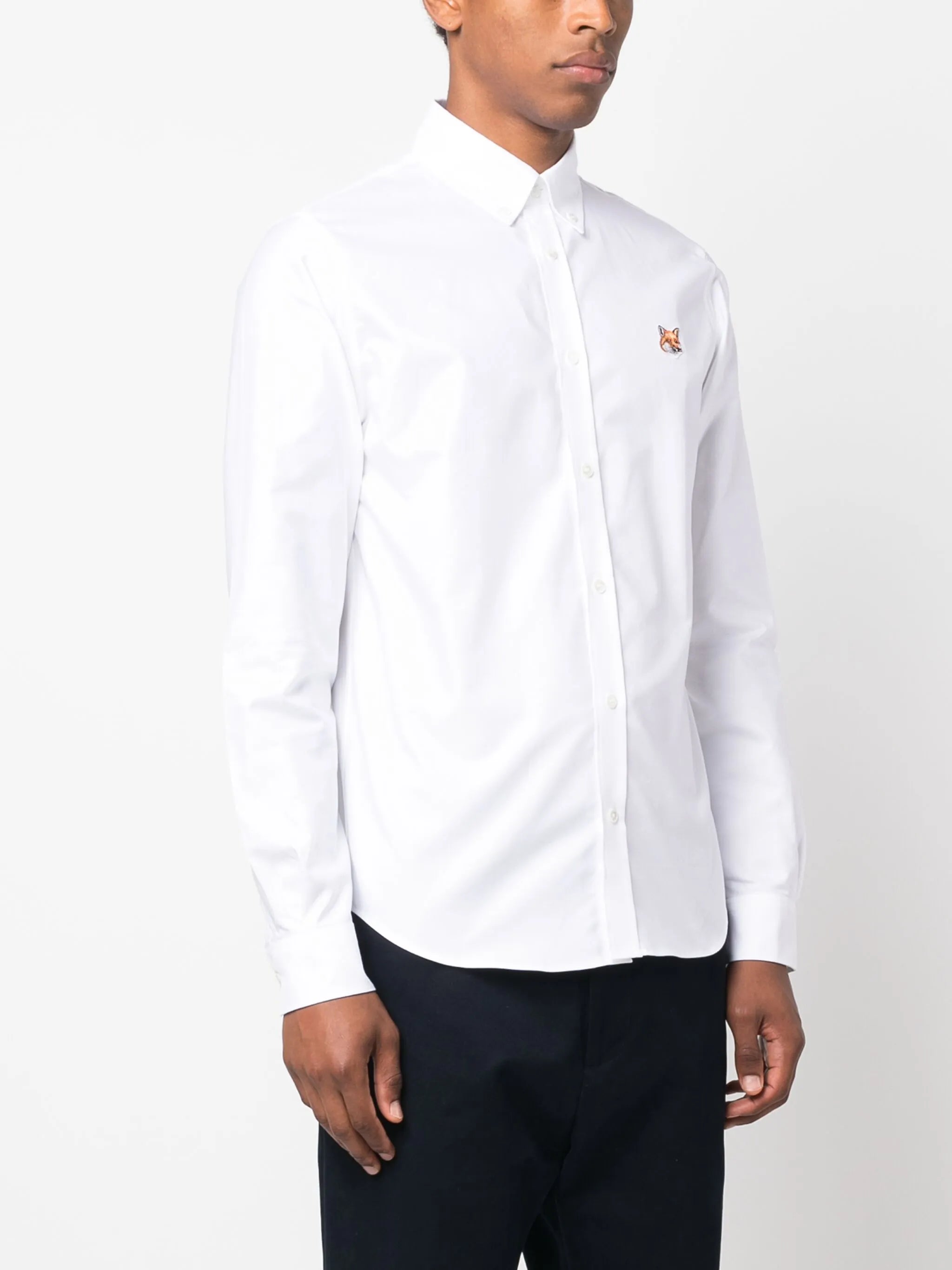 embroidered fox-head cotton shirt