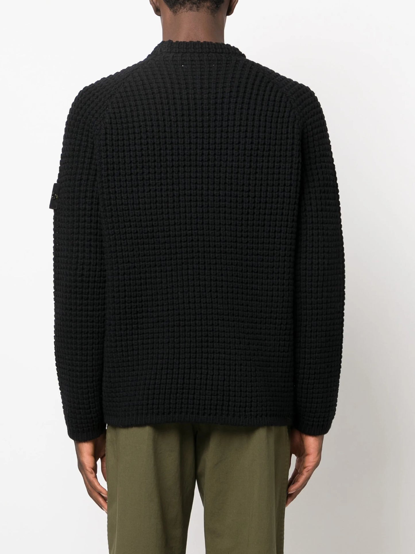 Compass-logo waffle-knit jumper