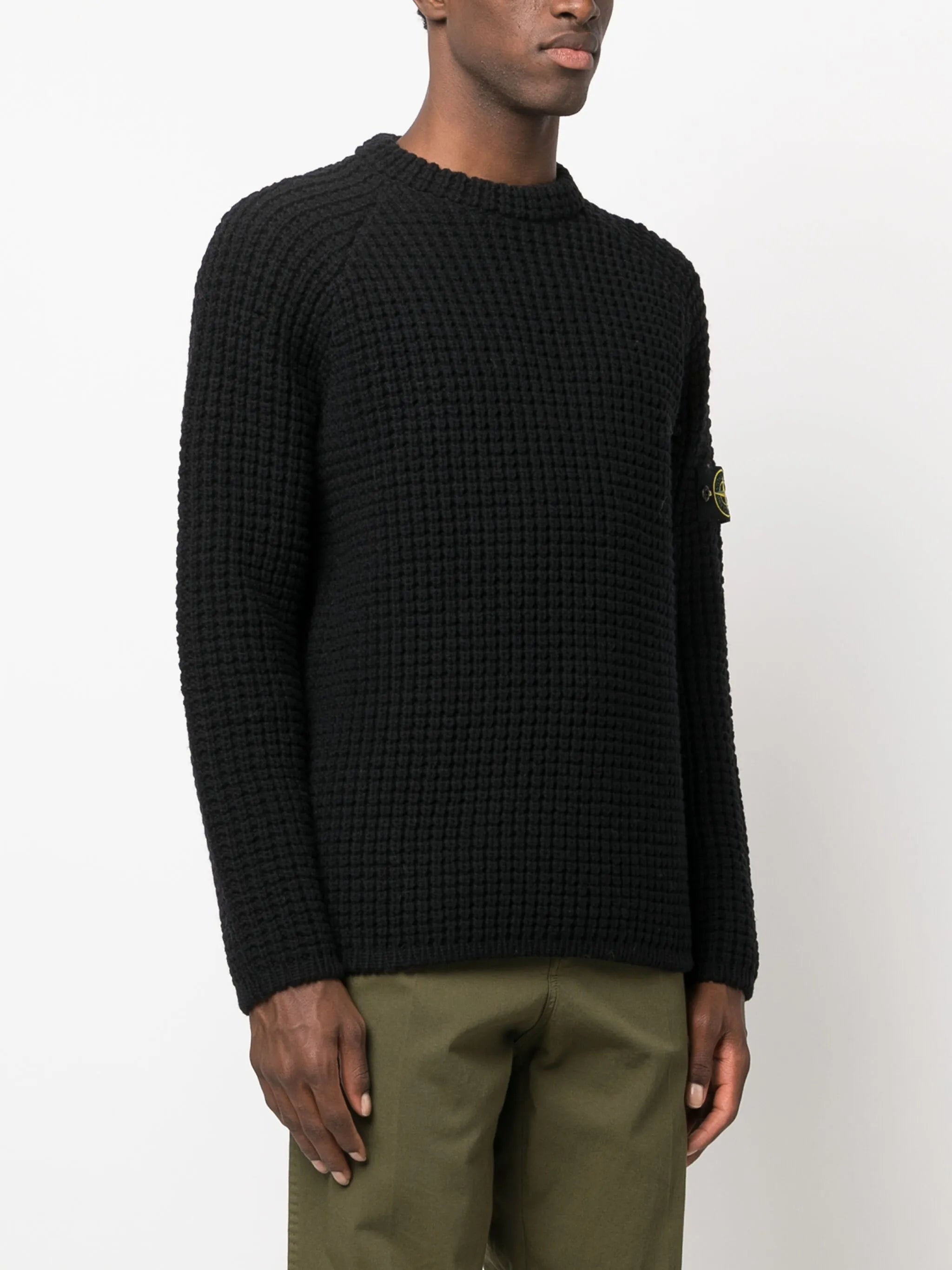 Compass-logo waffle-knit jumper