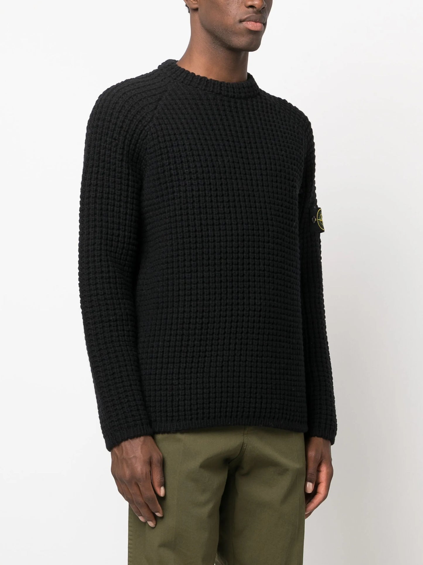 Compass-logo waffle-knit jumper