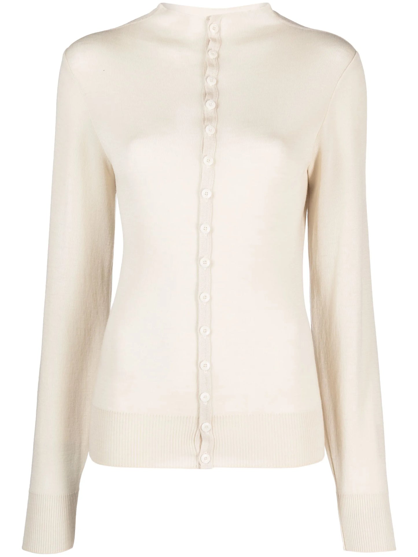 high-neck wool cardigan