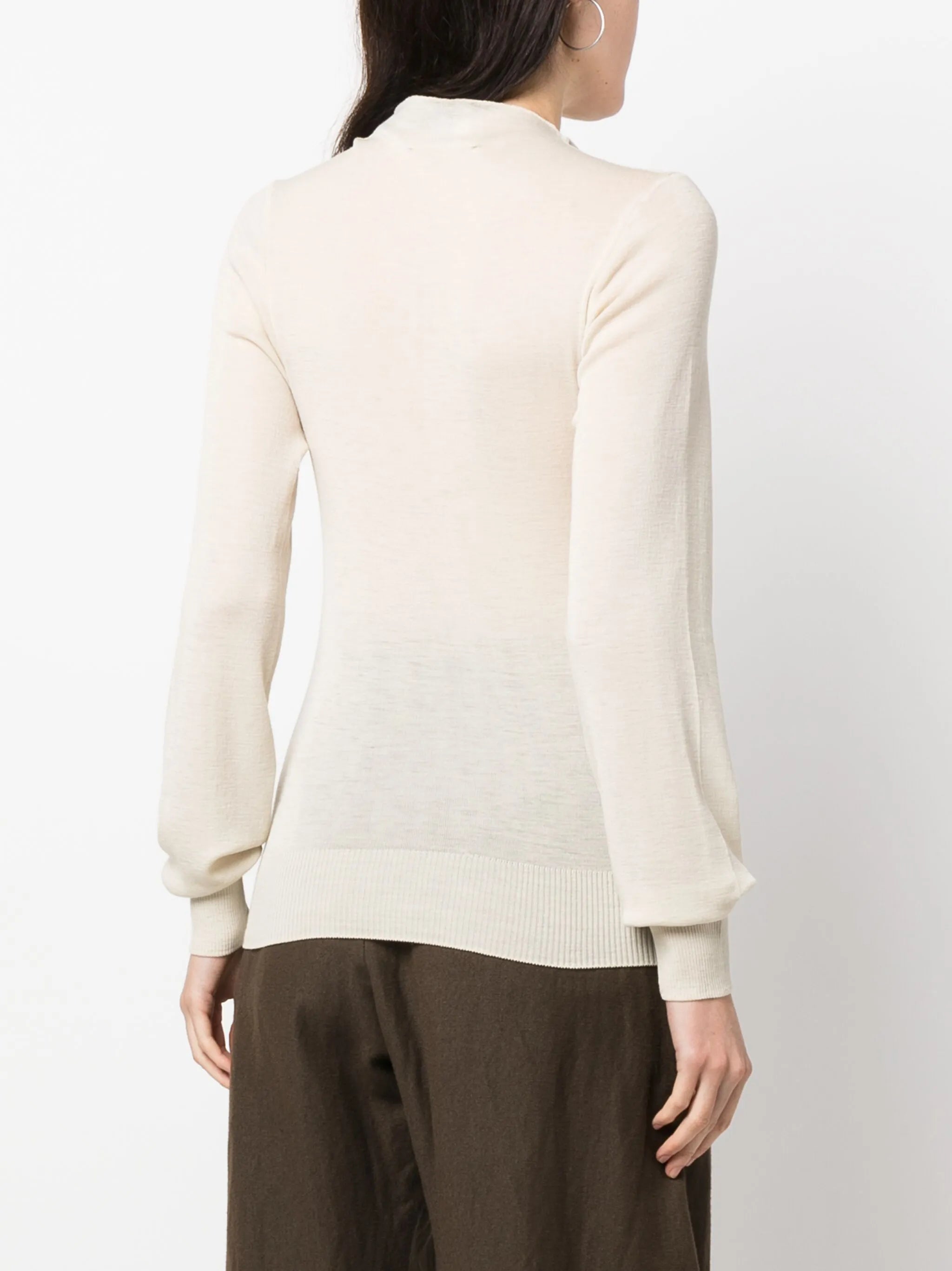 high-neck wool cardigan