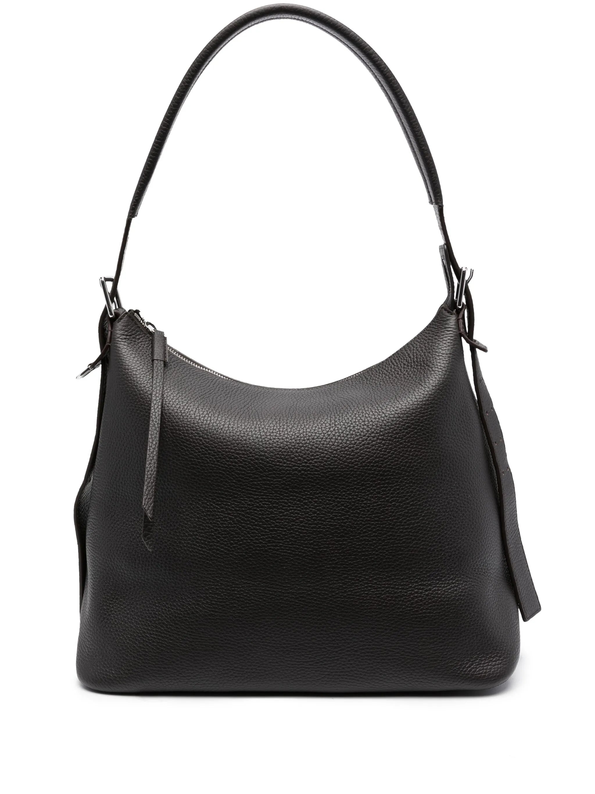 buckle-detail leather shoulder bag