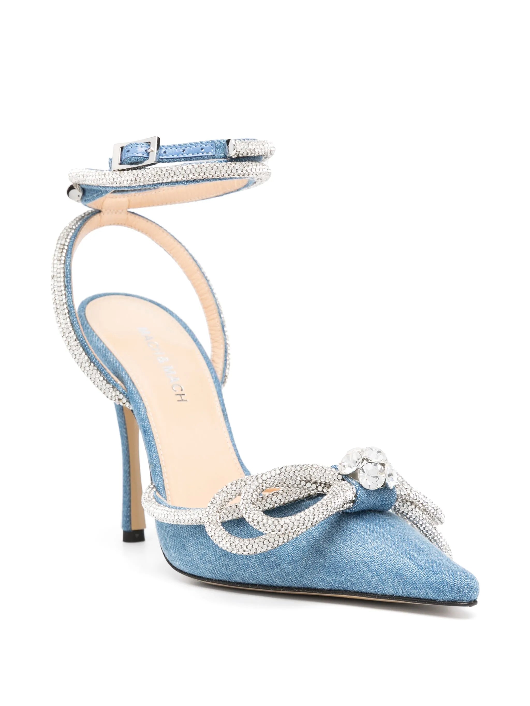 115mm bow-detail denim pumps