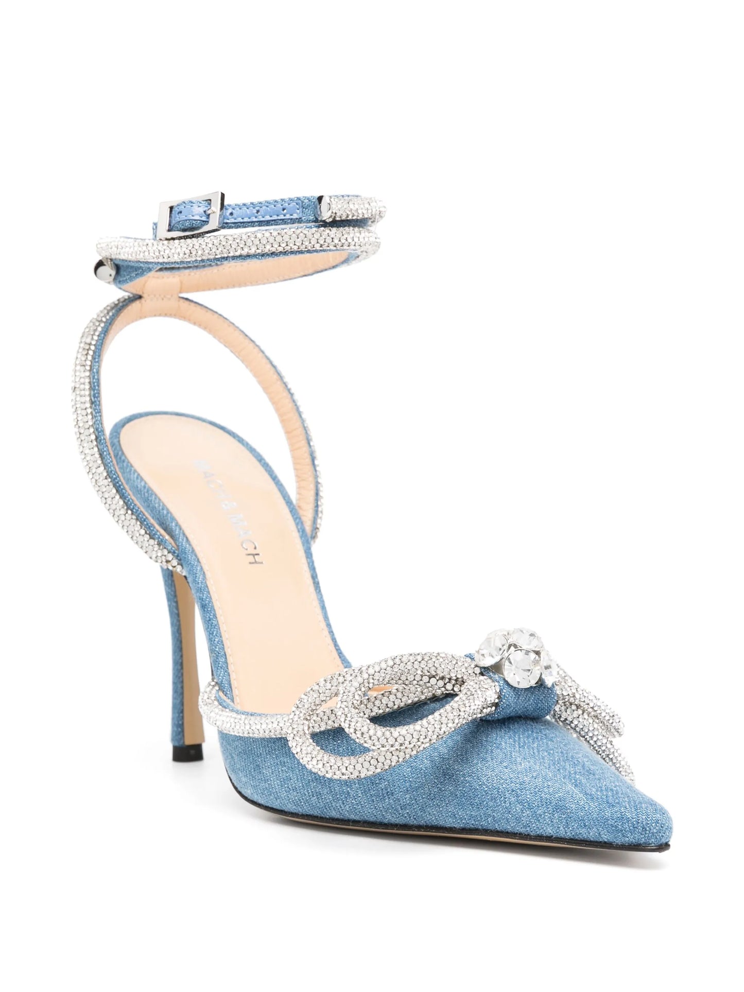115mm bow-detail denim pumps
