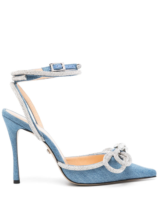 115mm bow-detail denim pumps