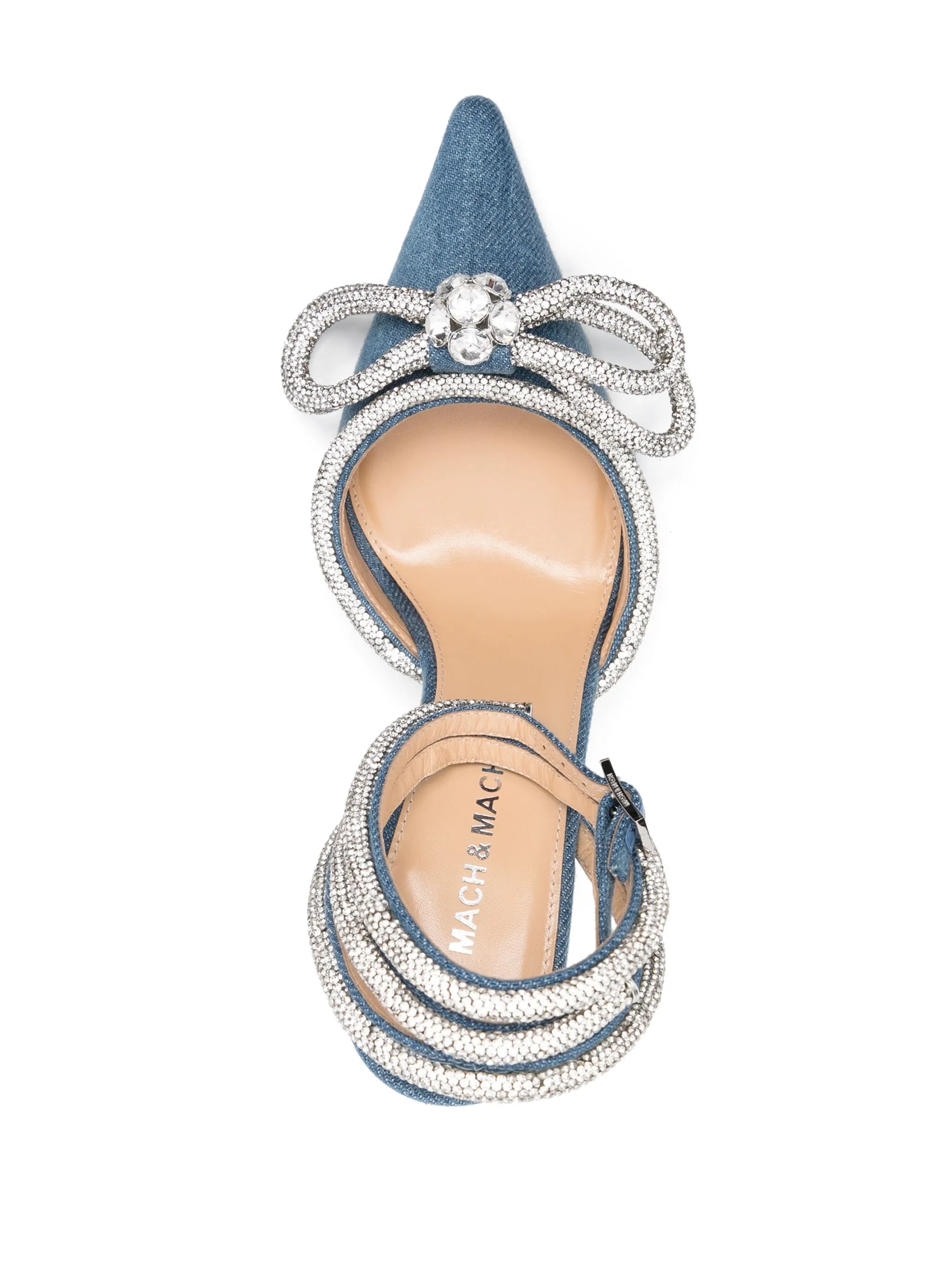 115mm bow-detail denim pumps