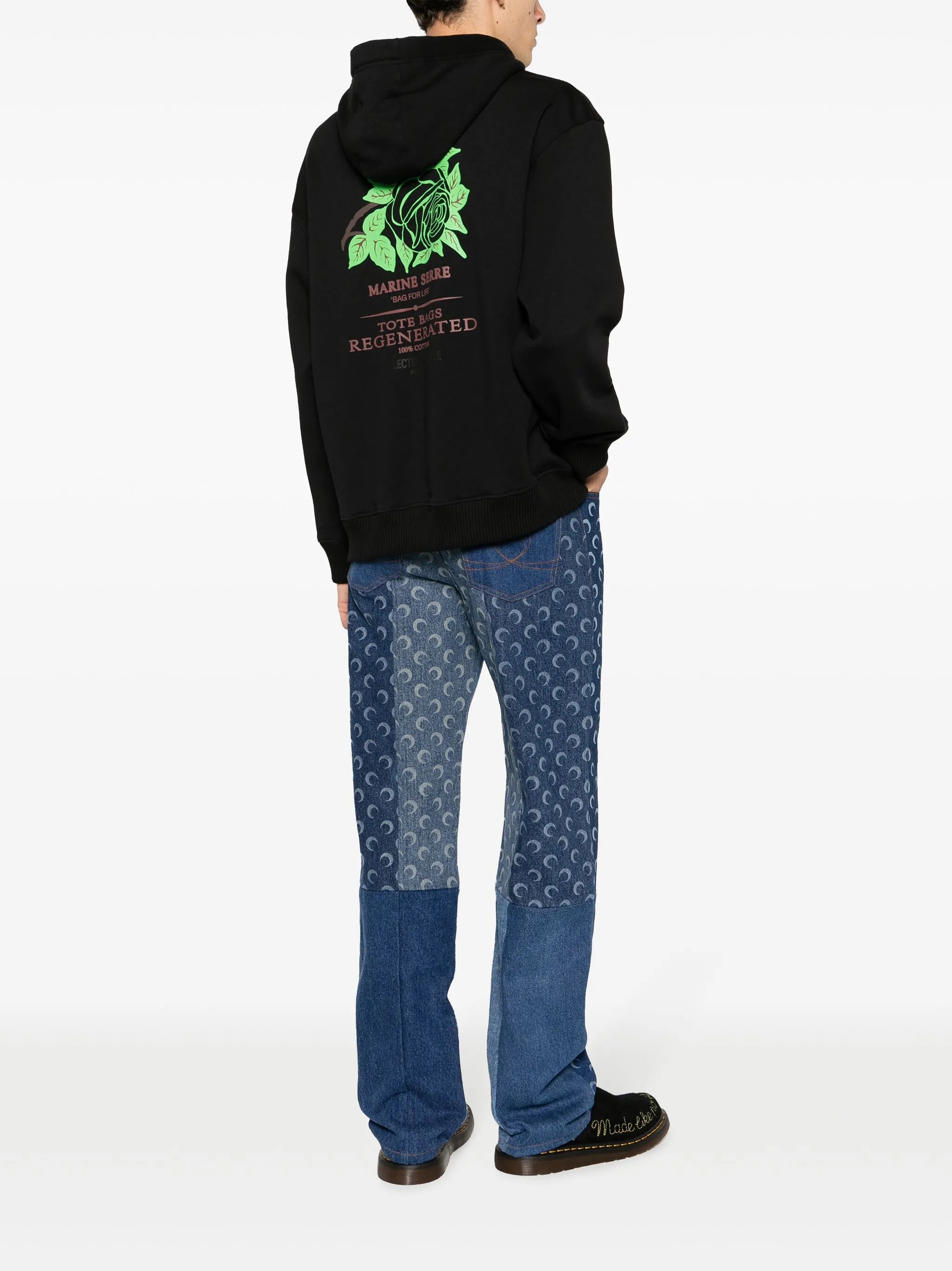 rose-print organic cotton hoodie