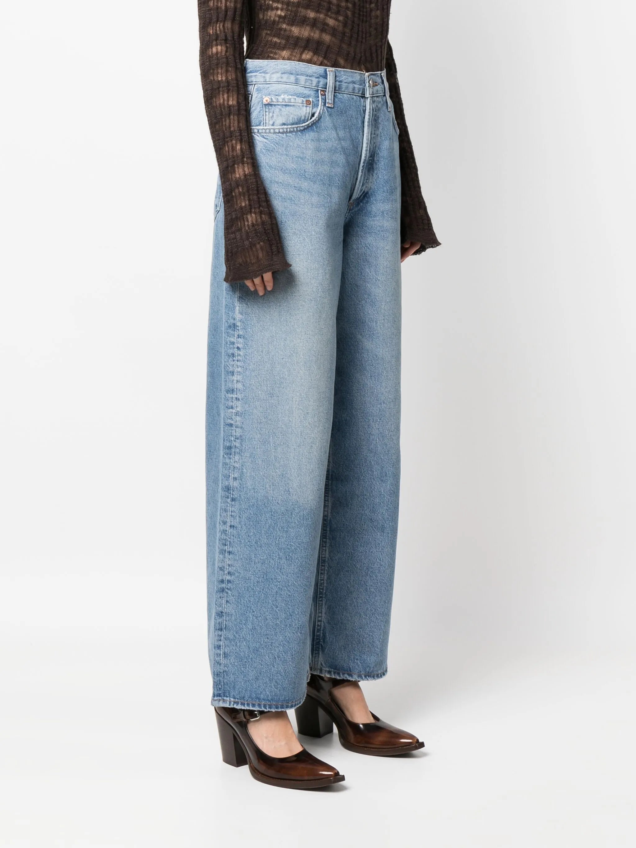 high-rise straight-leg jeans