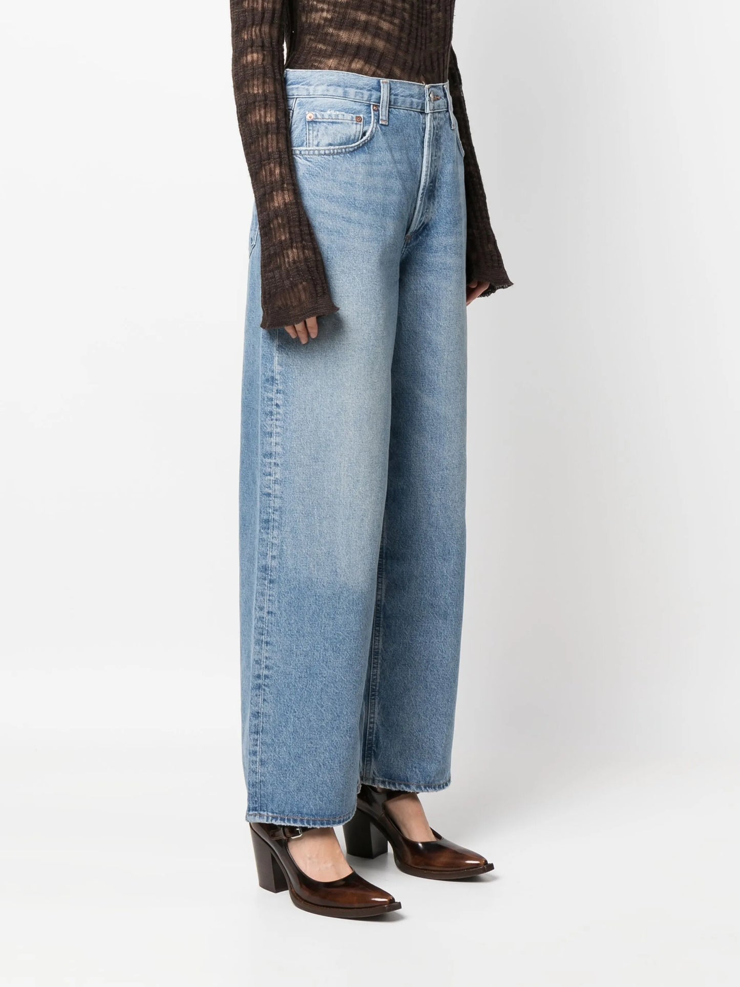 high-rise straight-leg jeans