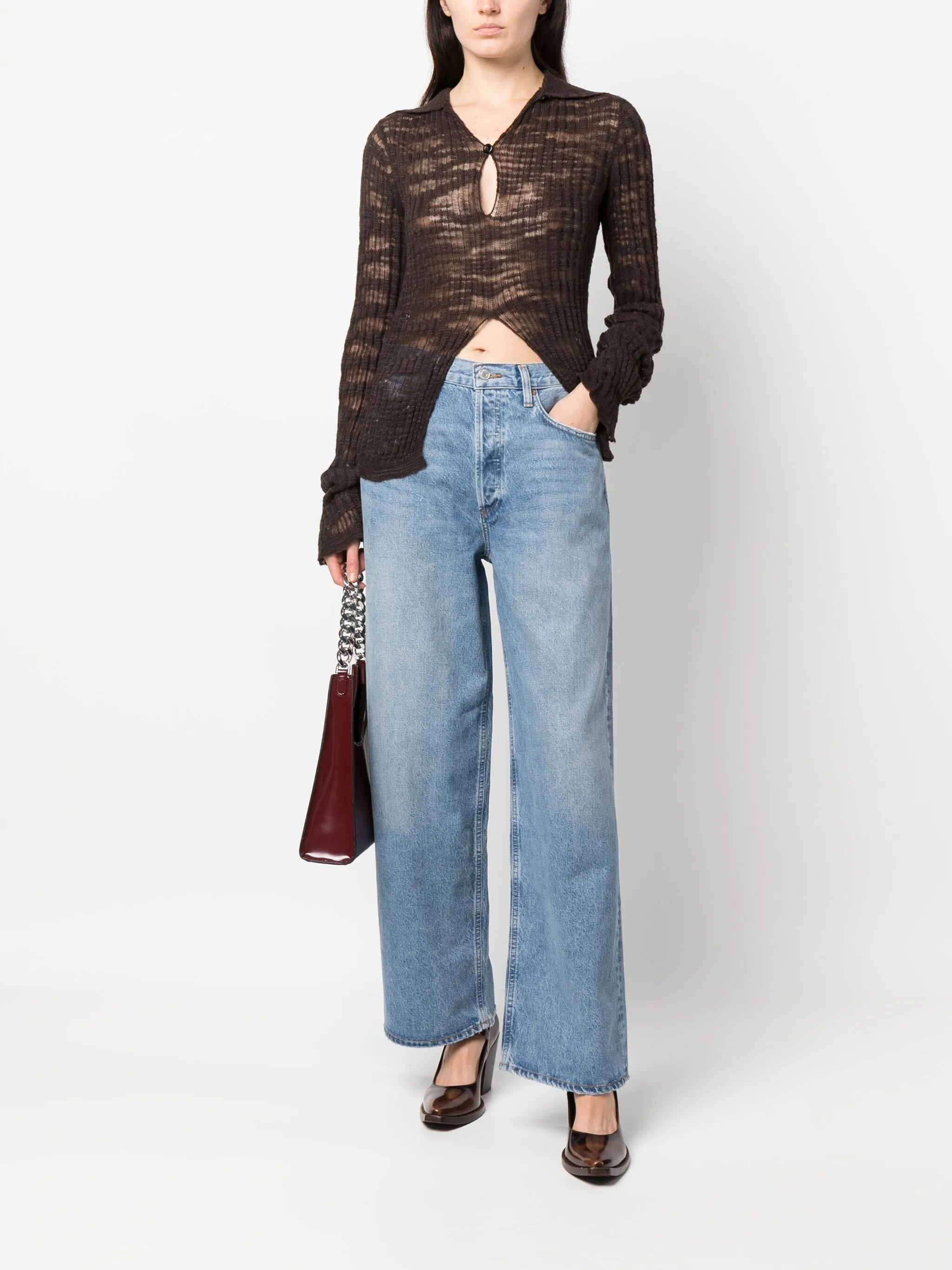 high-rise straight-leg jeans