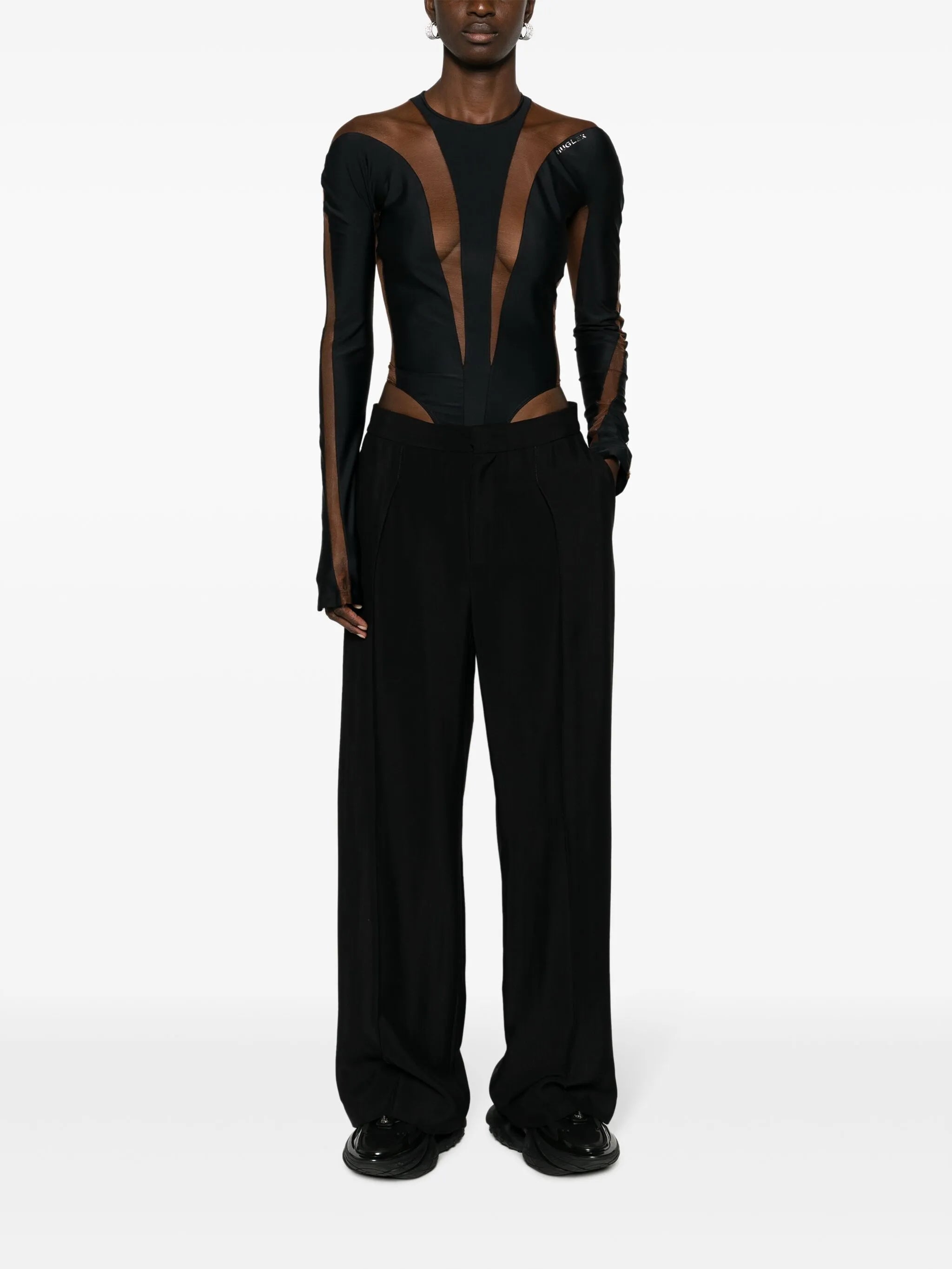 Illusion sheer-panelled bodysuit