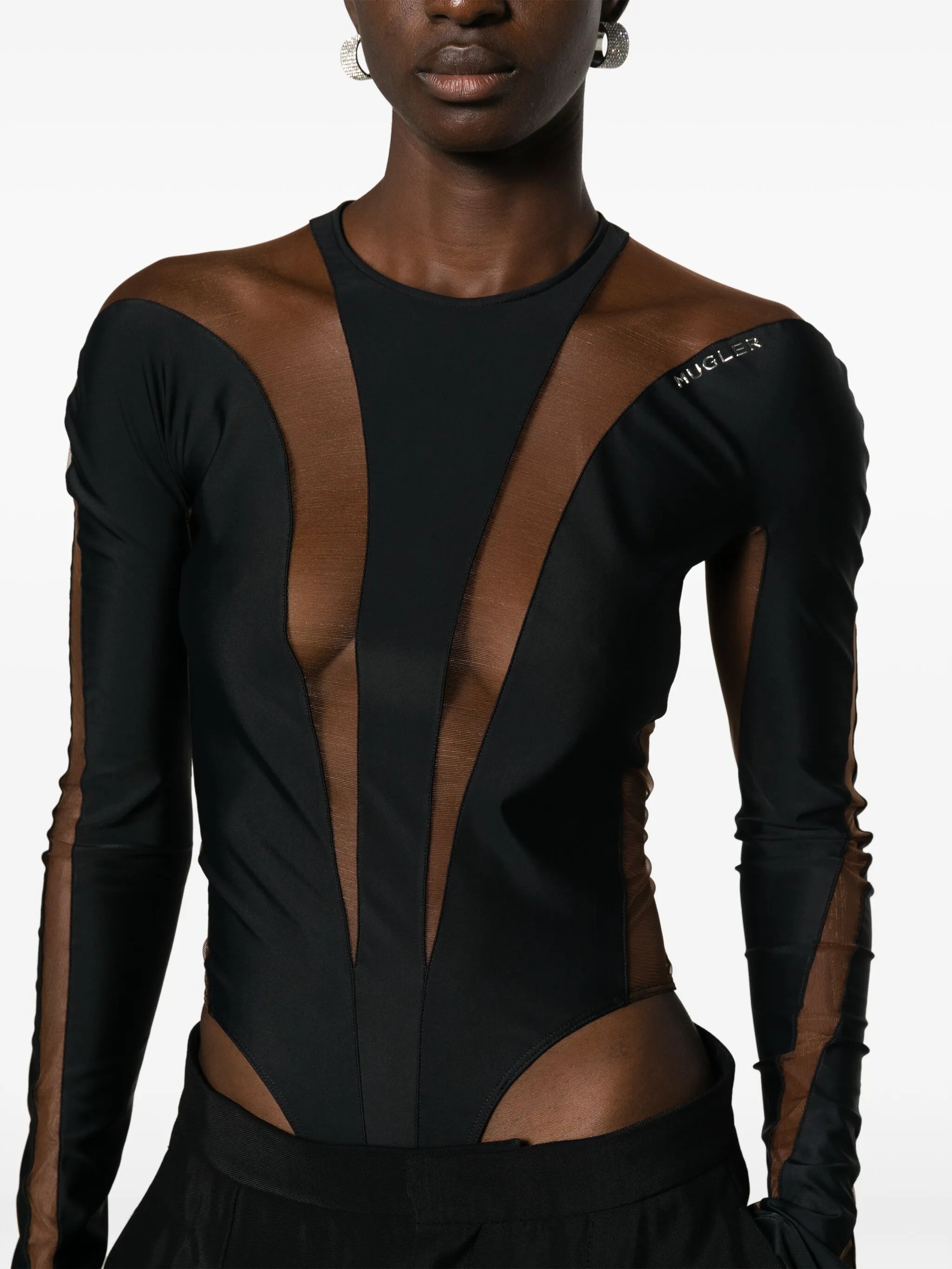 Illusion sheer-panelled bodysuit