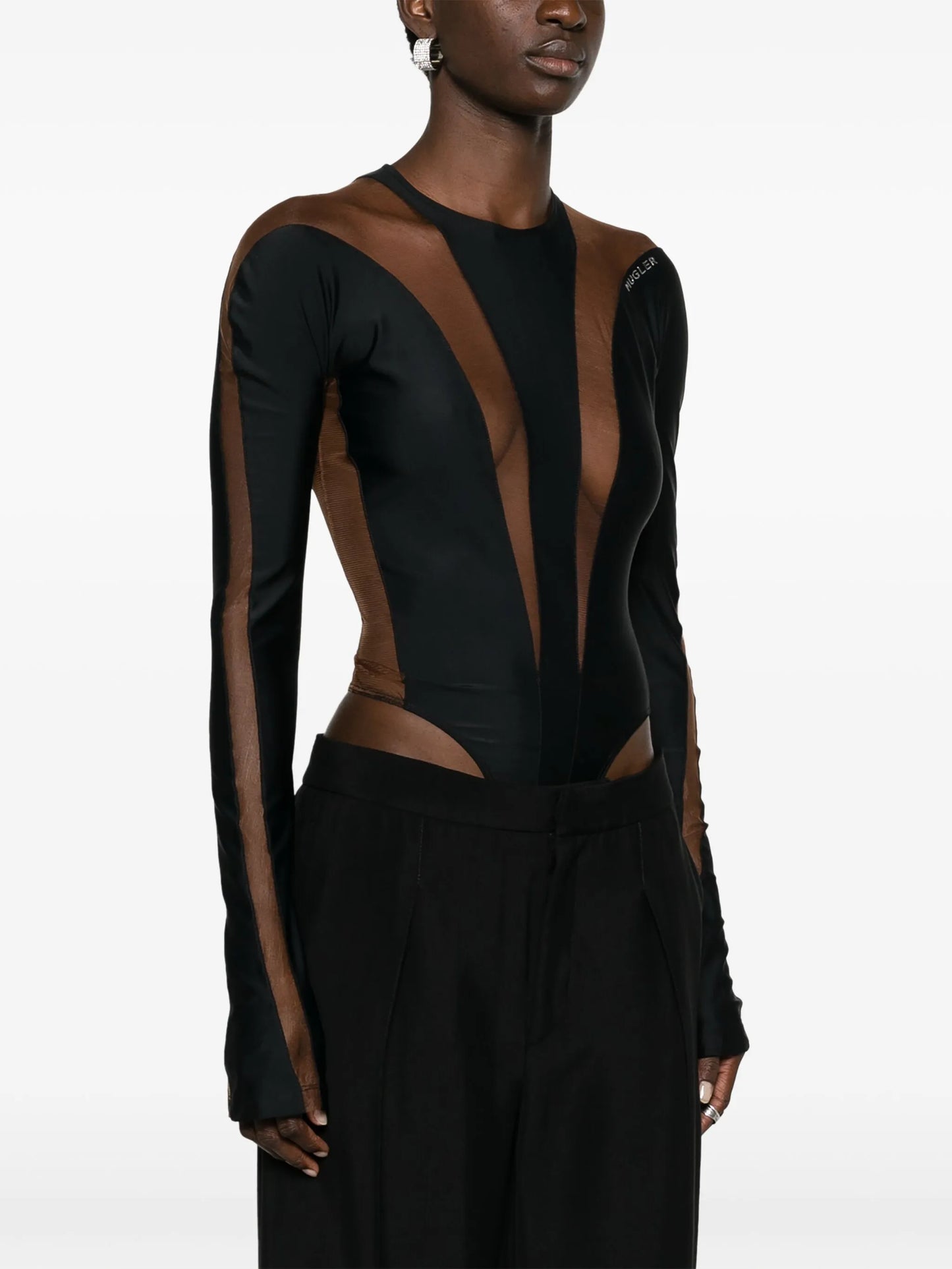Illusion sheer-panelled bodysuit
