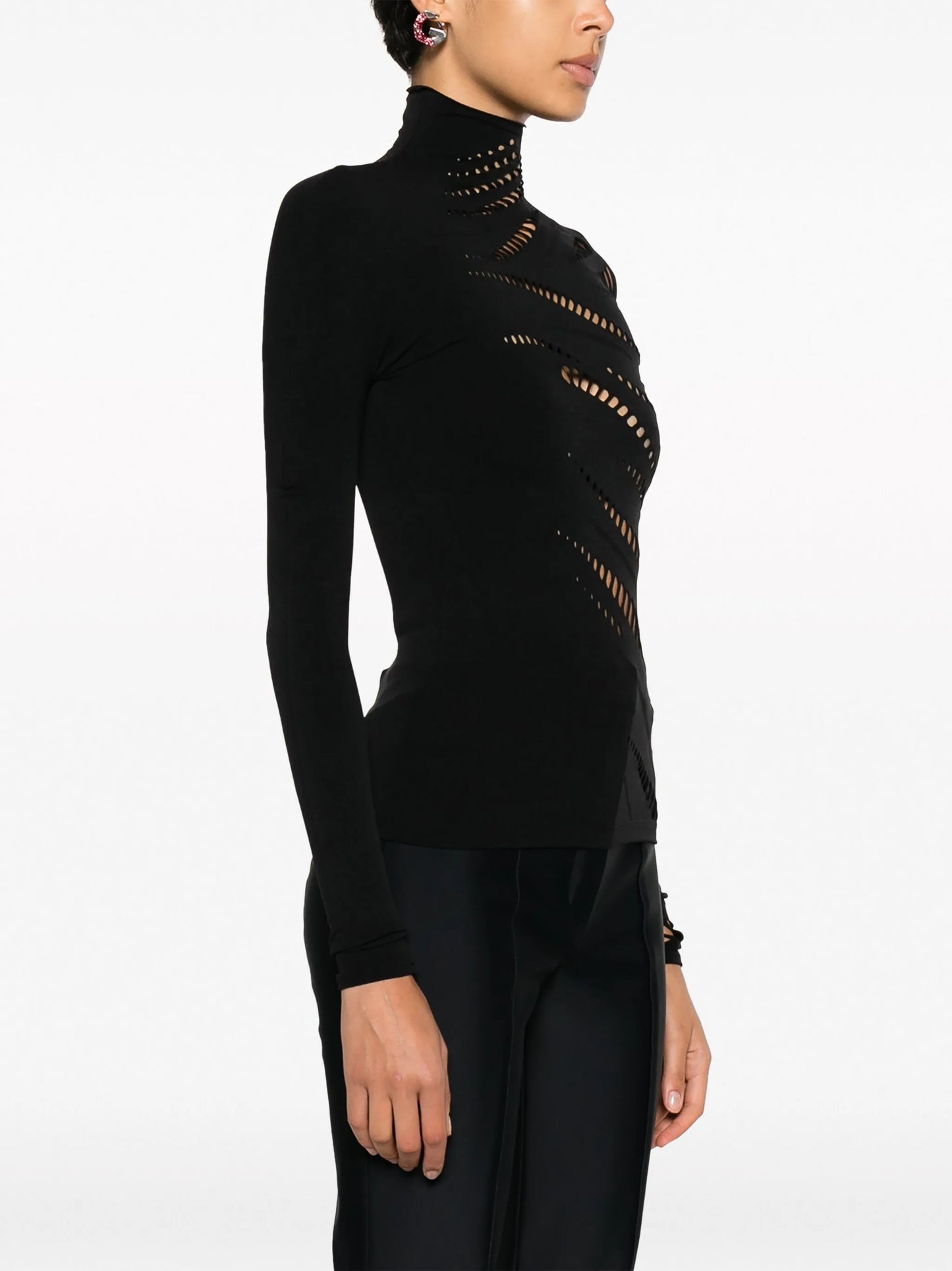 perforated long-sleeve top