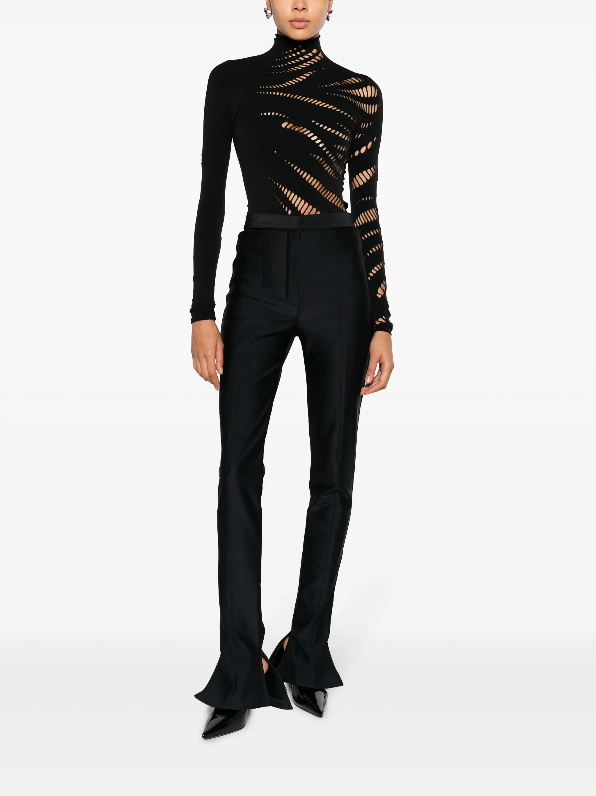 perforated long-sleeve top