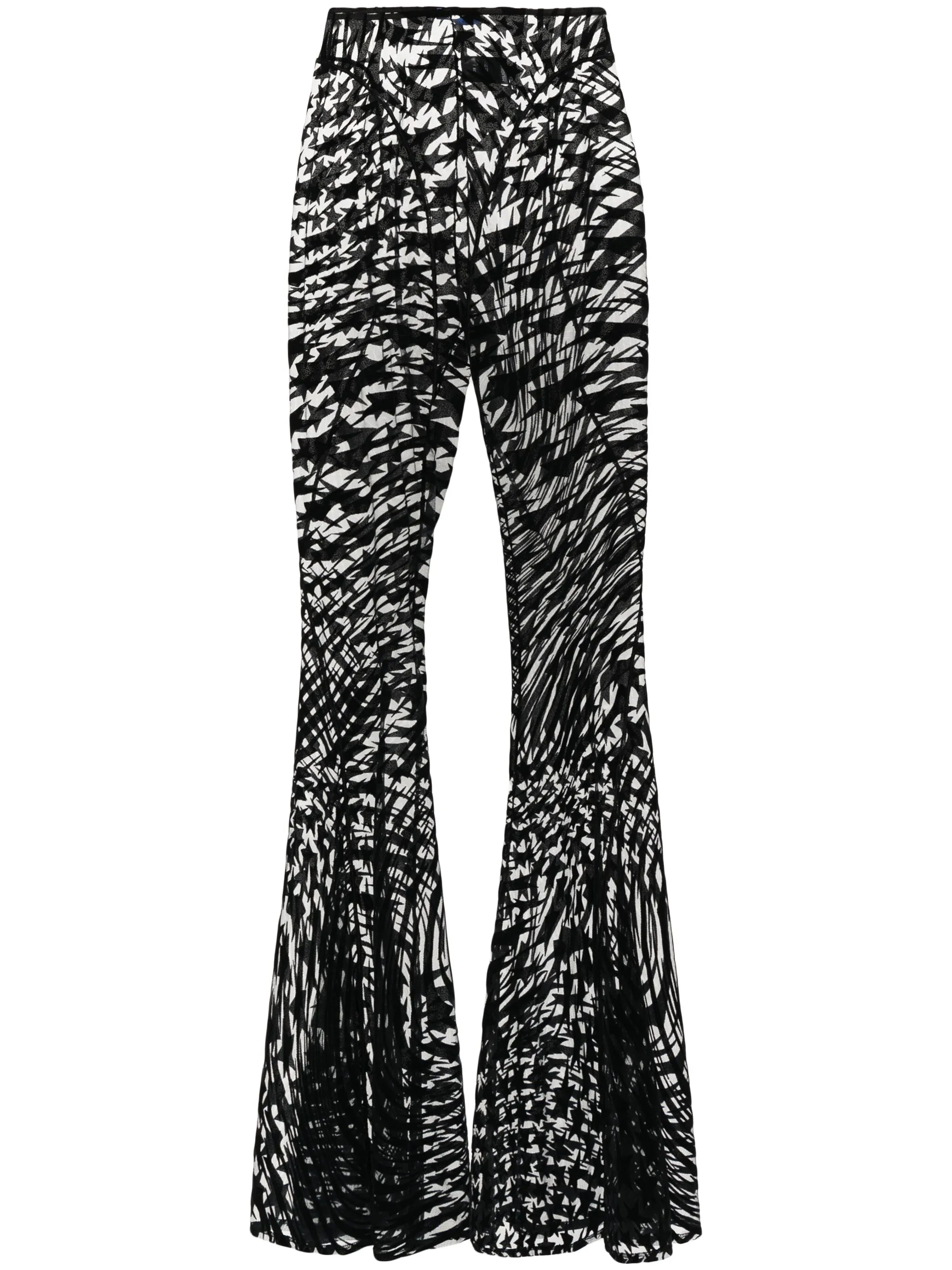 flared flocked tulle trousers