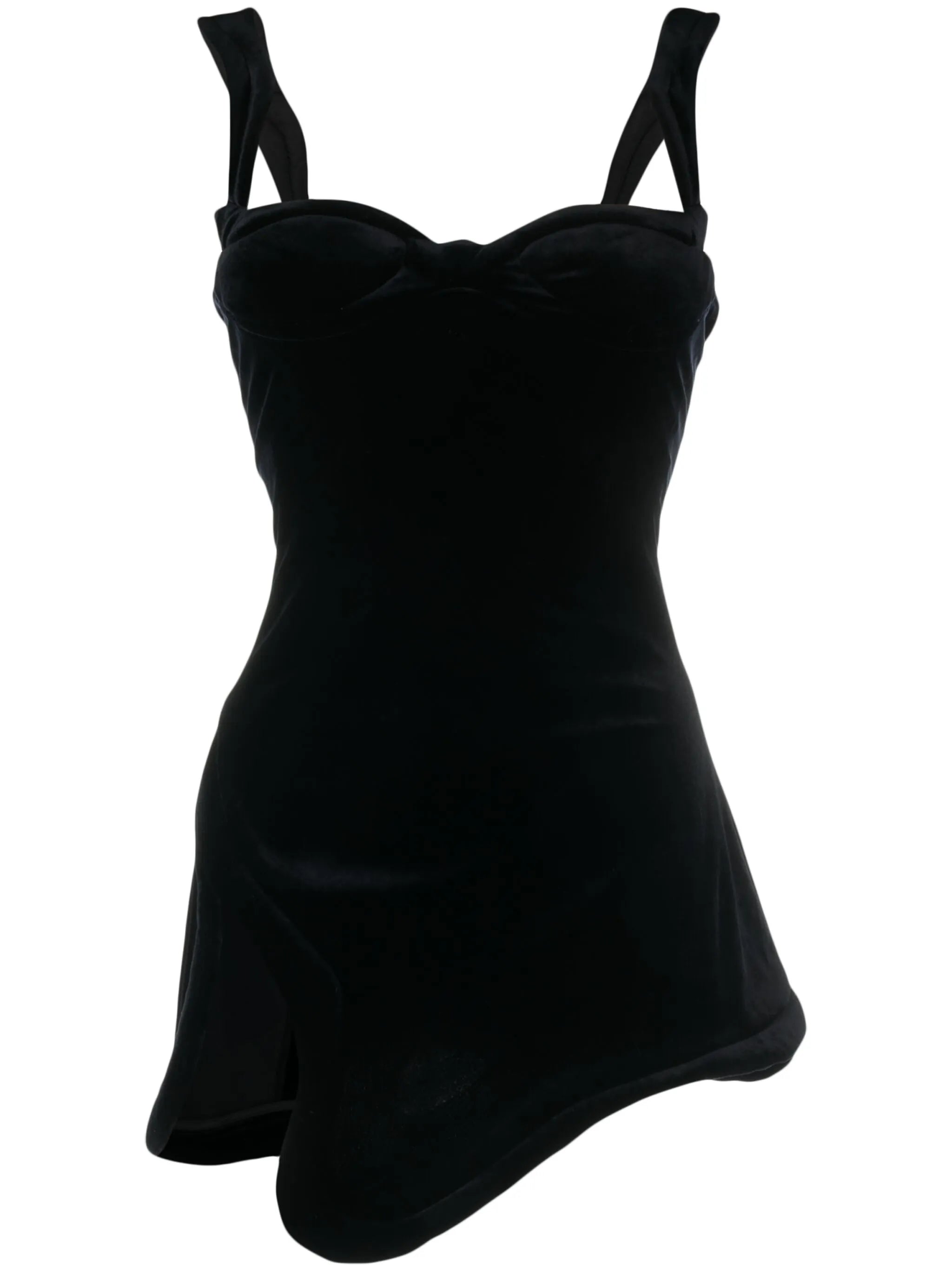 sweetheart-neck asymmetric mini dress