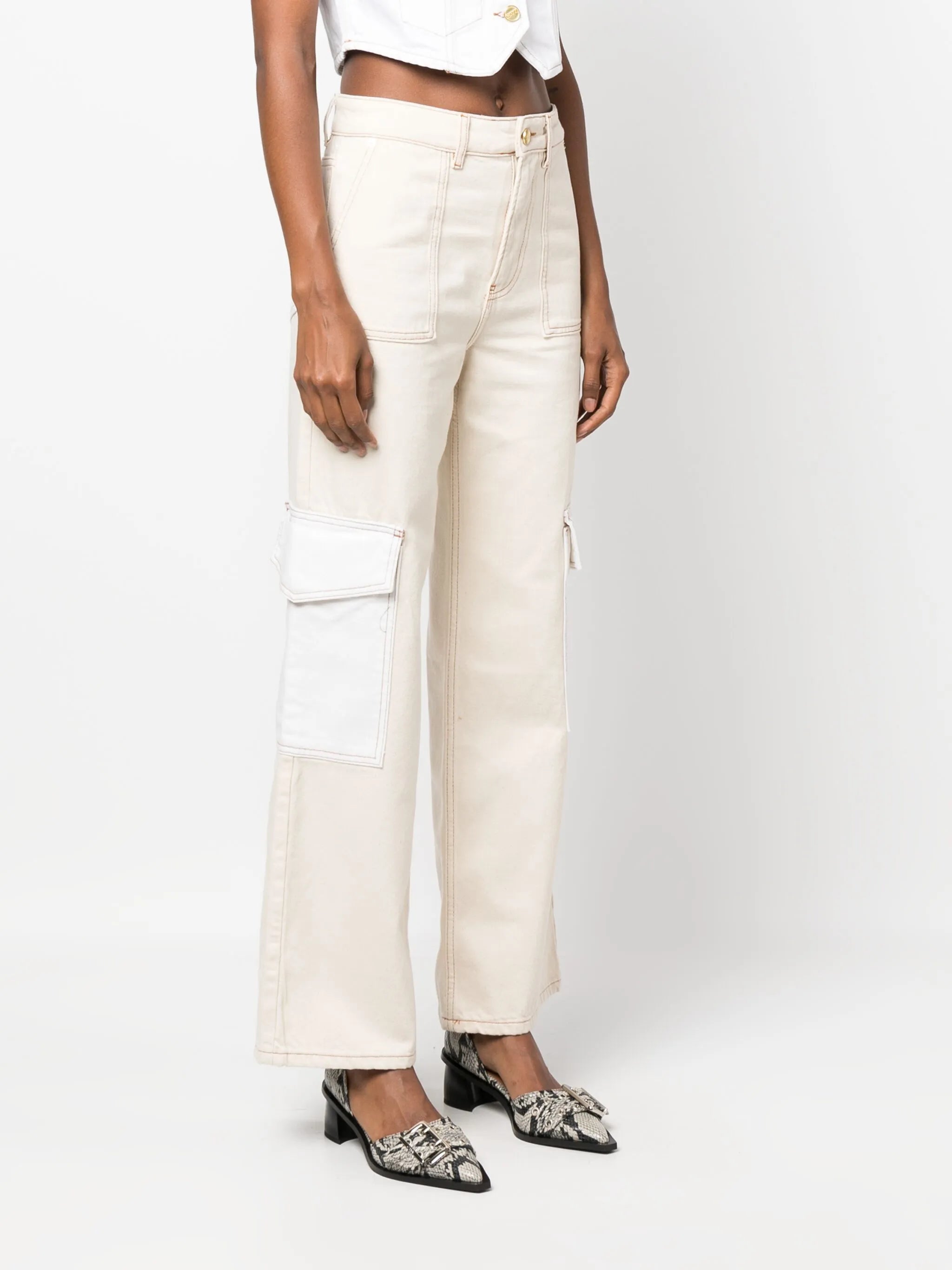 high-waist straight-leg jeans