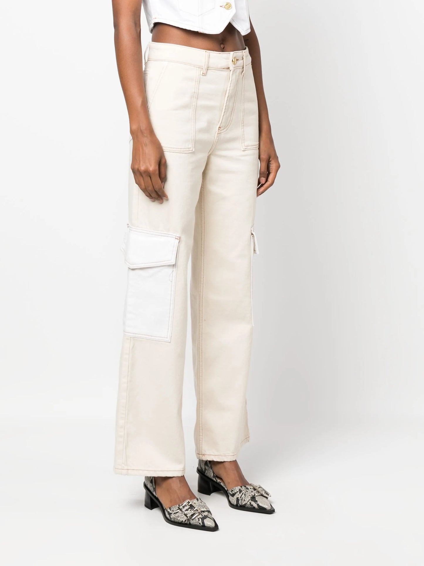 high-waist straight-leg jeans