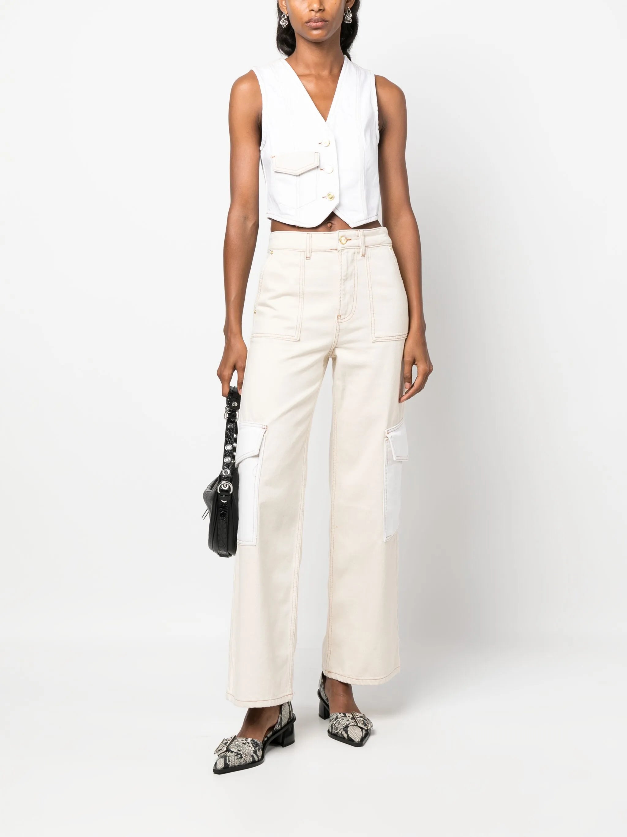 high-waist straight-leg jeans