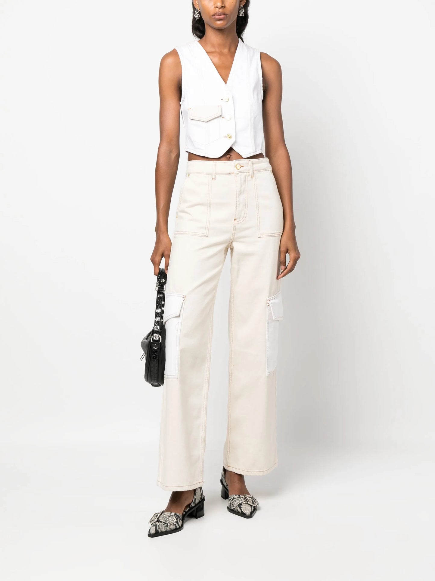 high-waist straight-leg jeans
