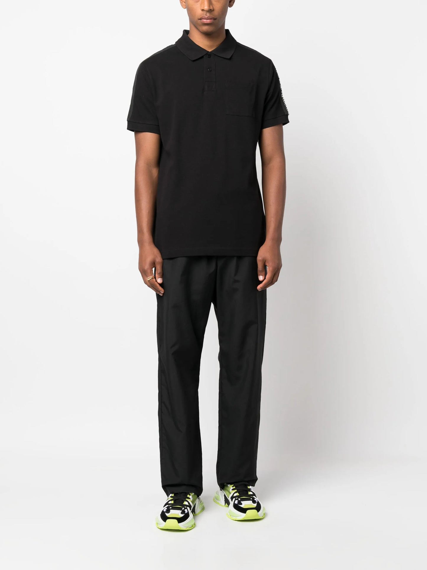 logo-tape cotton polo shirt