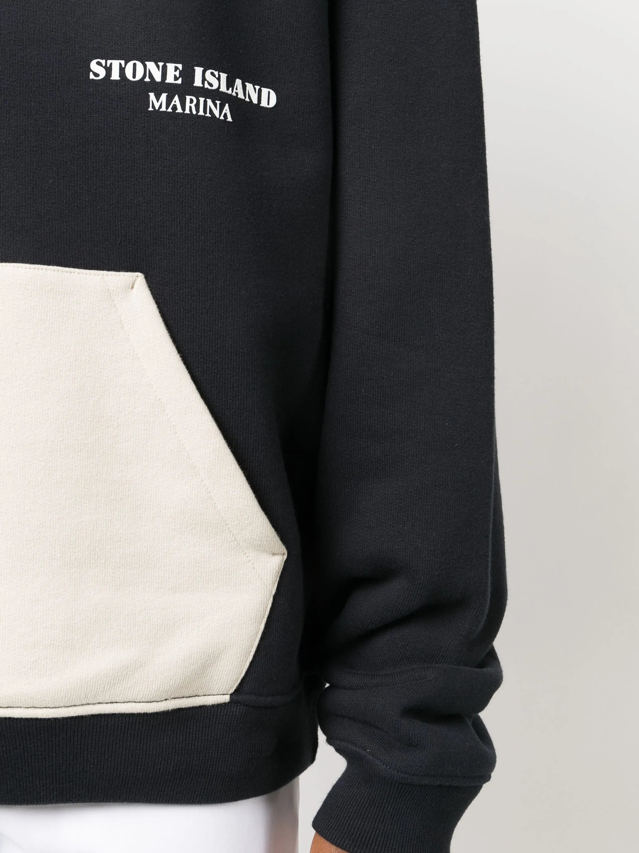 colour-block drawstring cotton hoodie