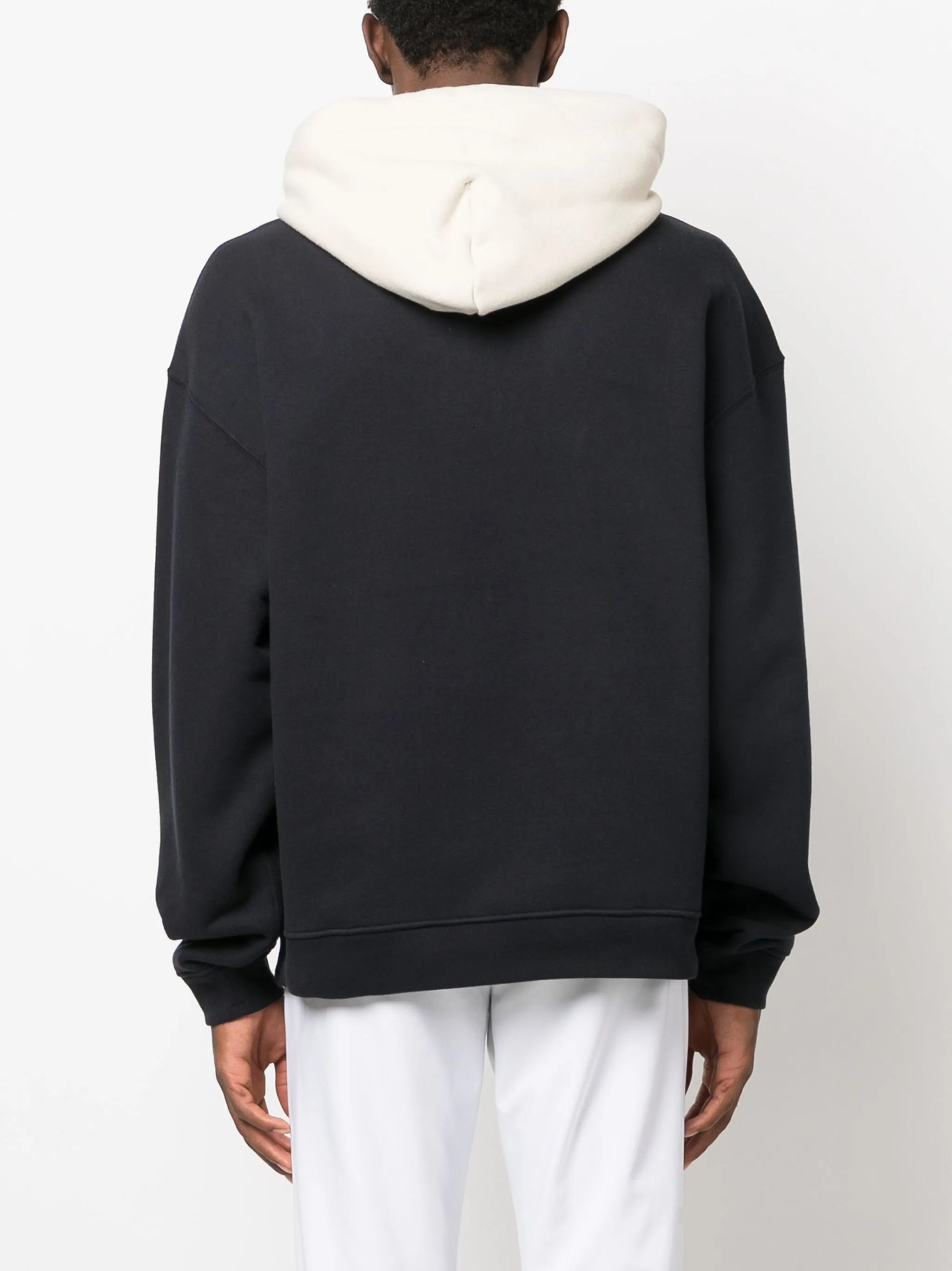 colour-block drawstring cotton hoodie