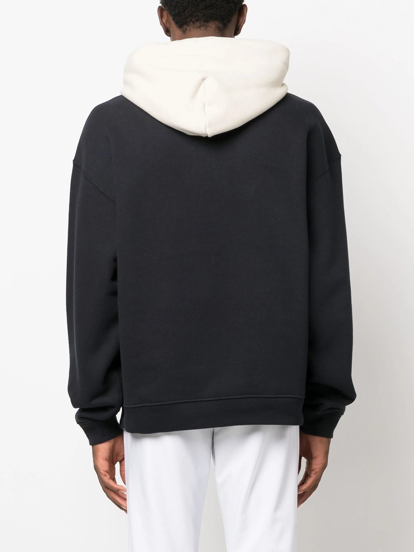 colour-block drawstring cotton hoodie
