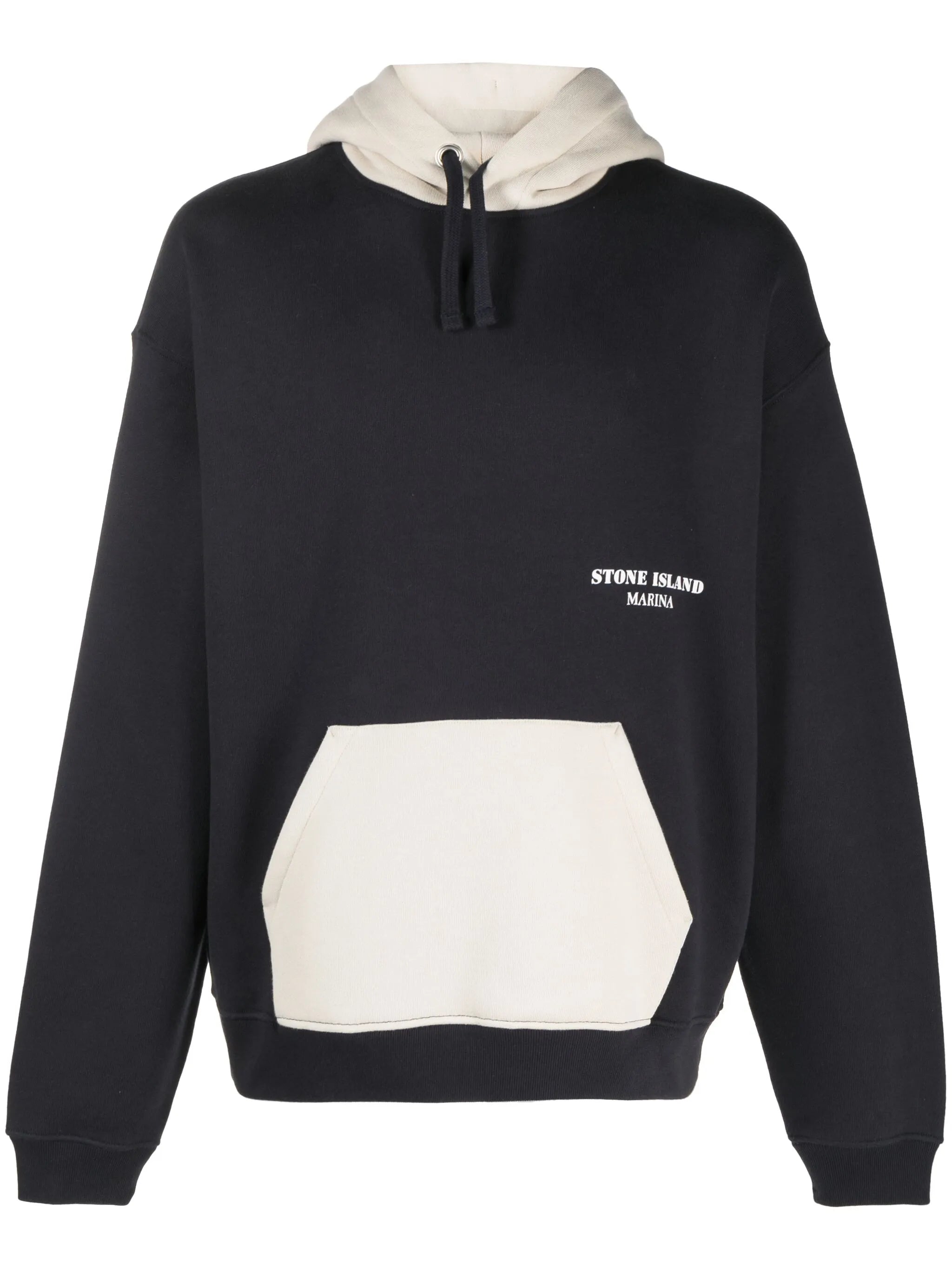 colour-block drawstring cotton hoodie