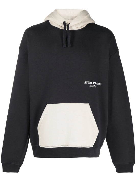 colour-block drawstring cotton hoodie