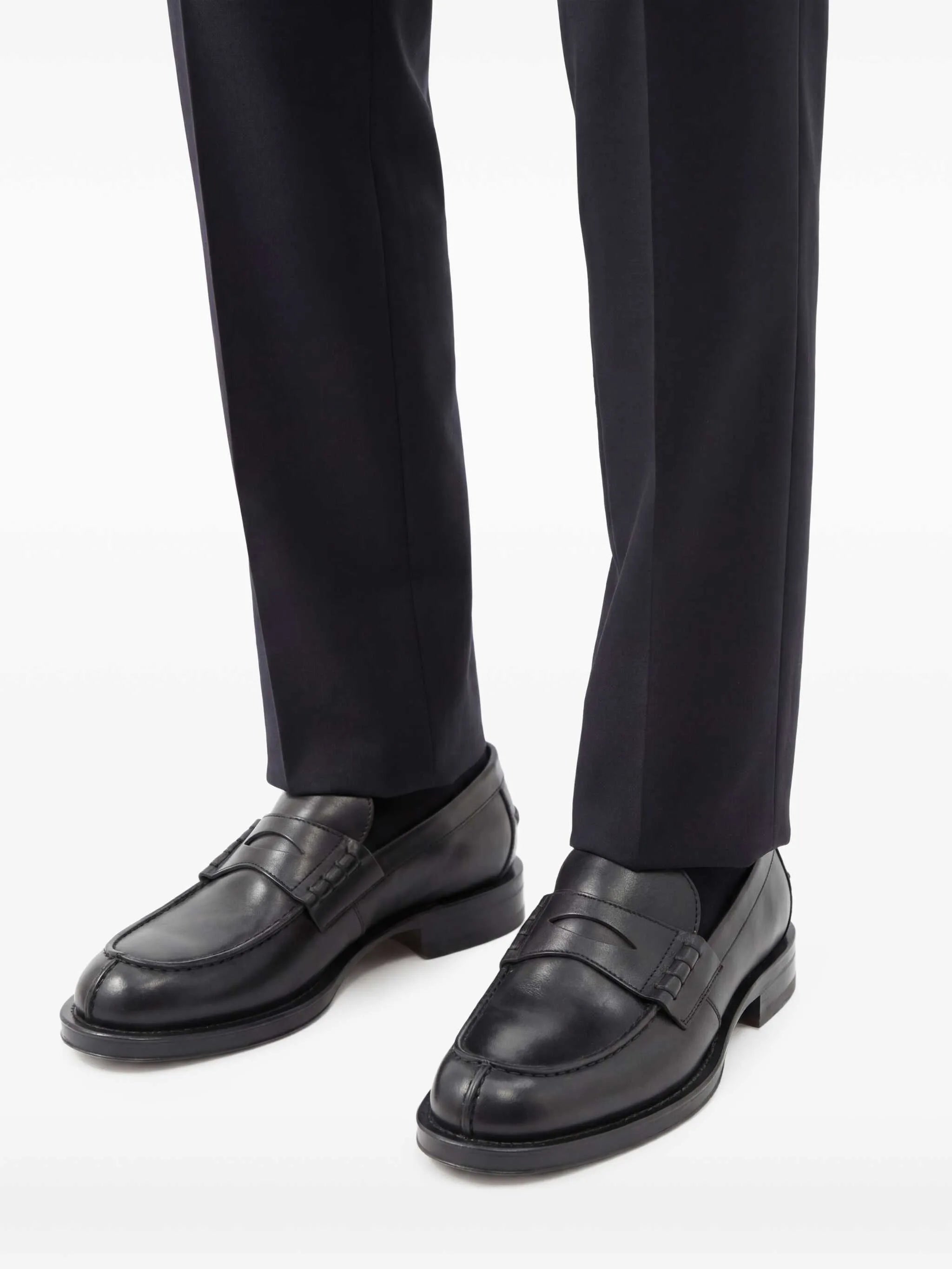 penny-slot leather loafers