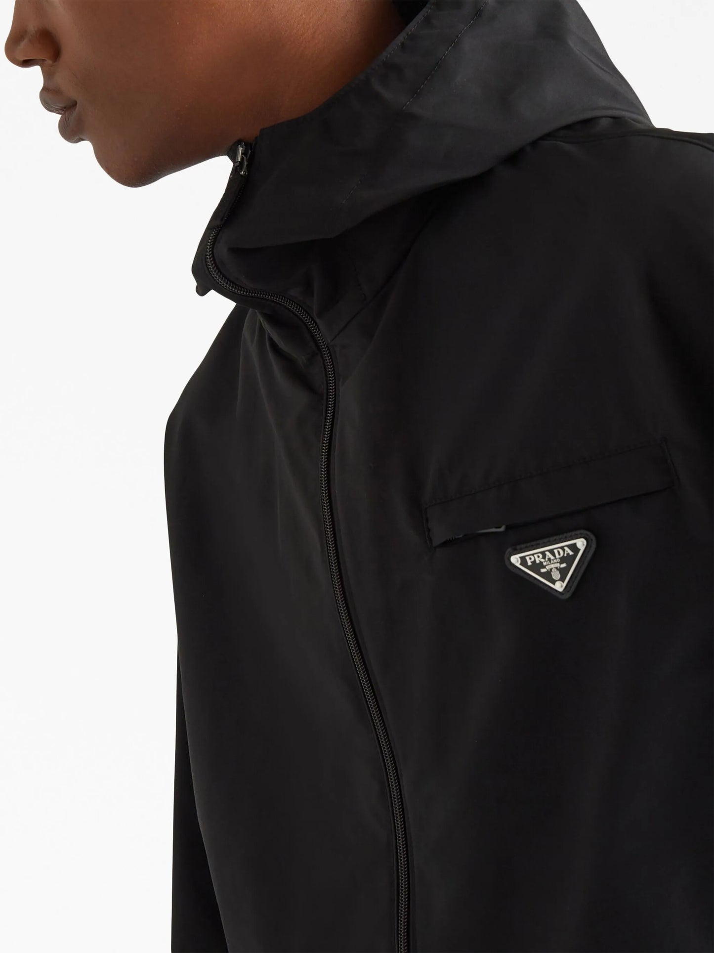 logo-plaque hooded raincoat