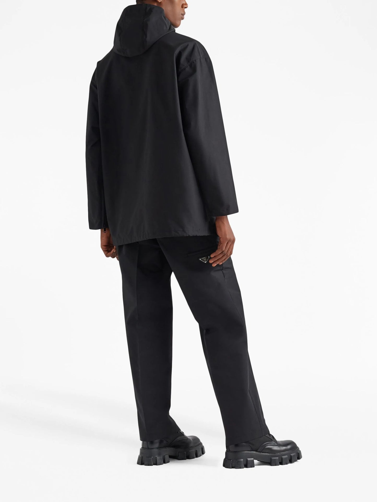 logo-plaque hooded raincoat
