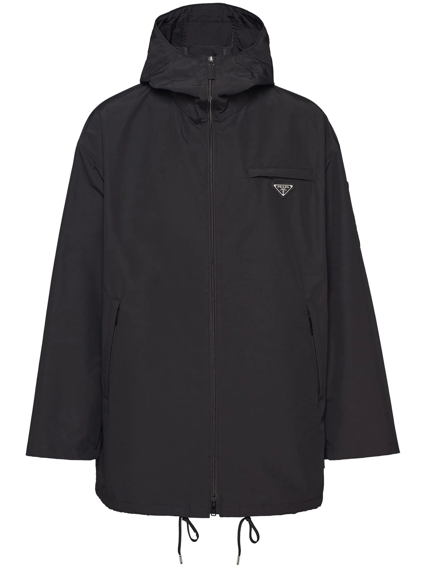 logo-plaque hooded raincoat