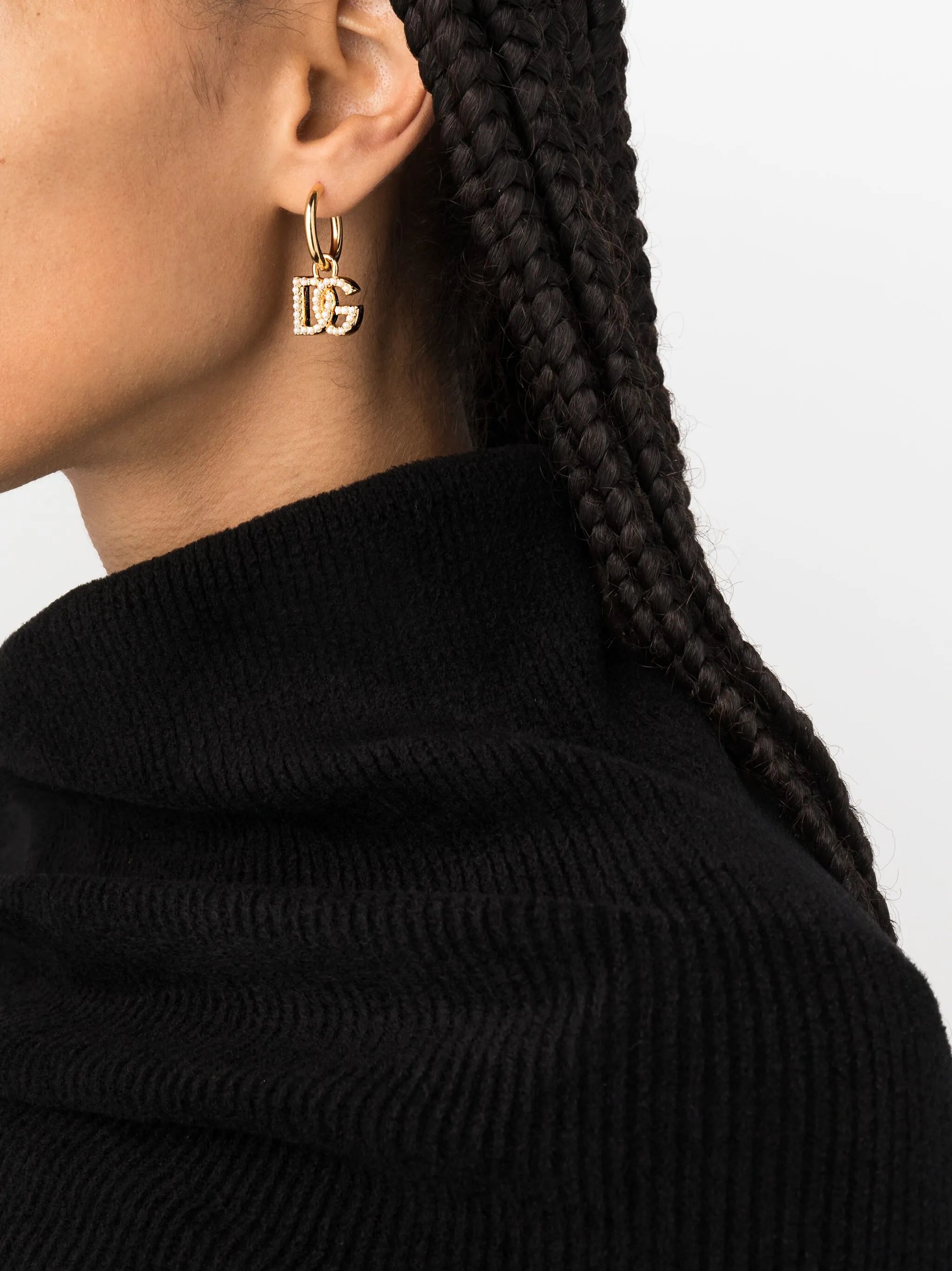 DG-logo pendant hoop earrings
