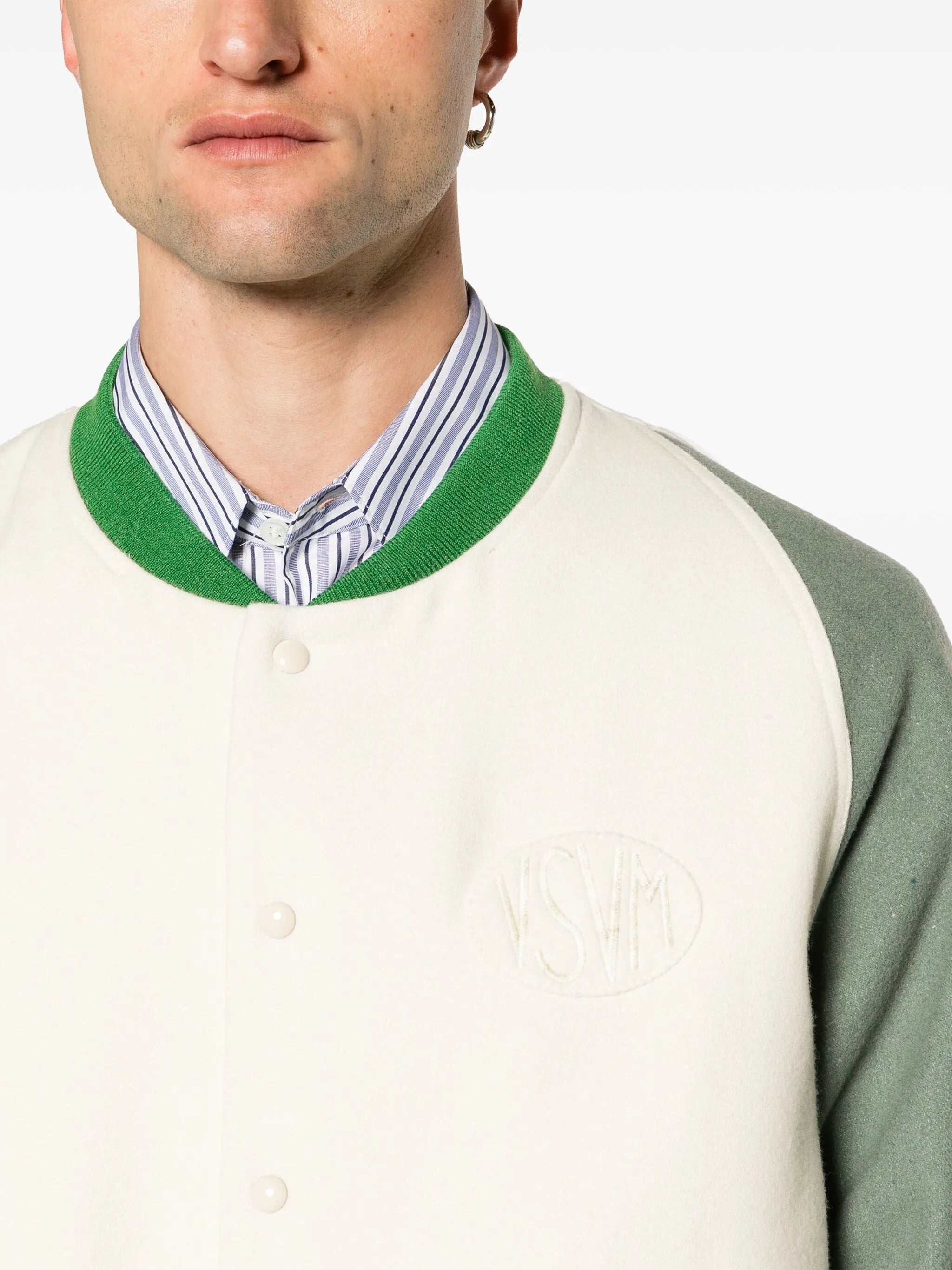 logo-patch felted varsity jacket
