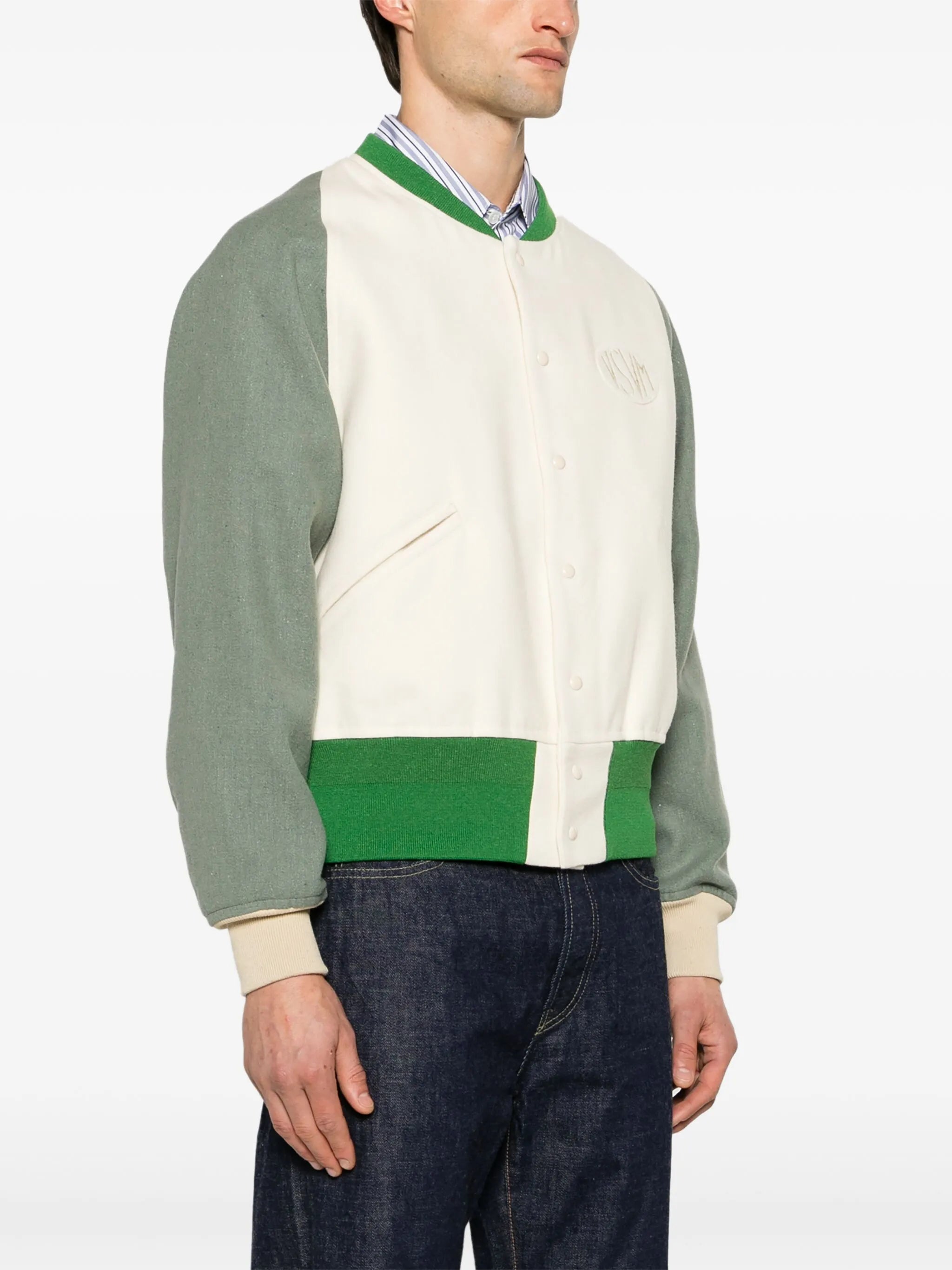 logo-patch felted varsity jacket