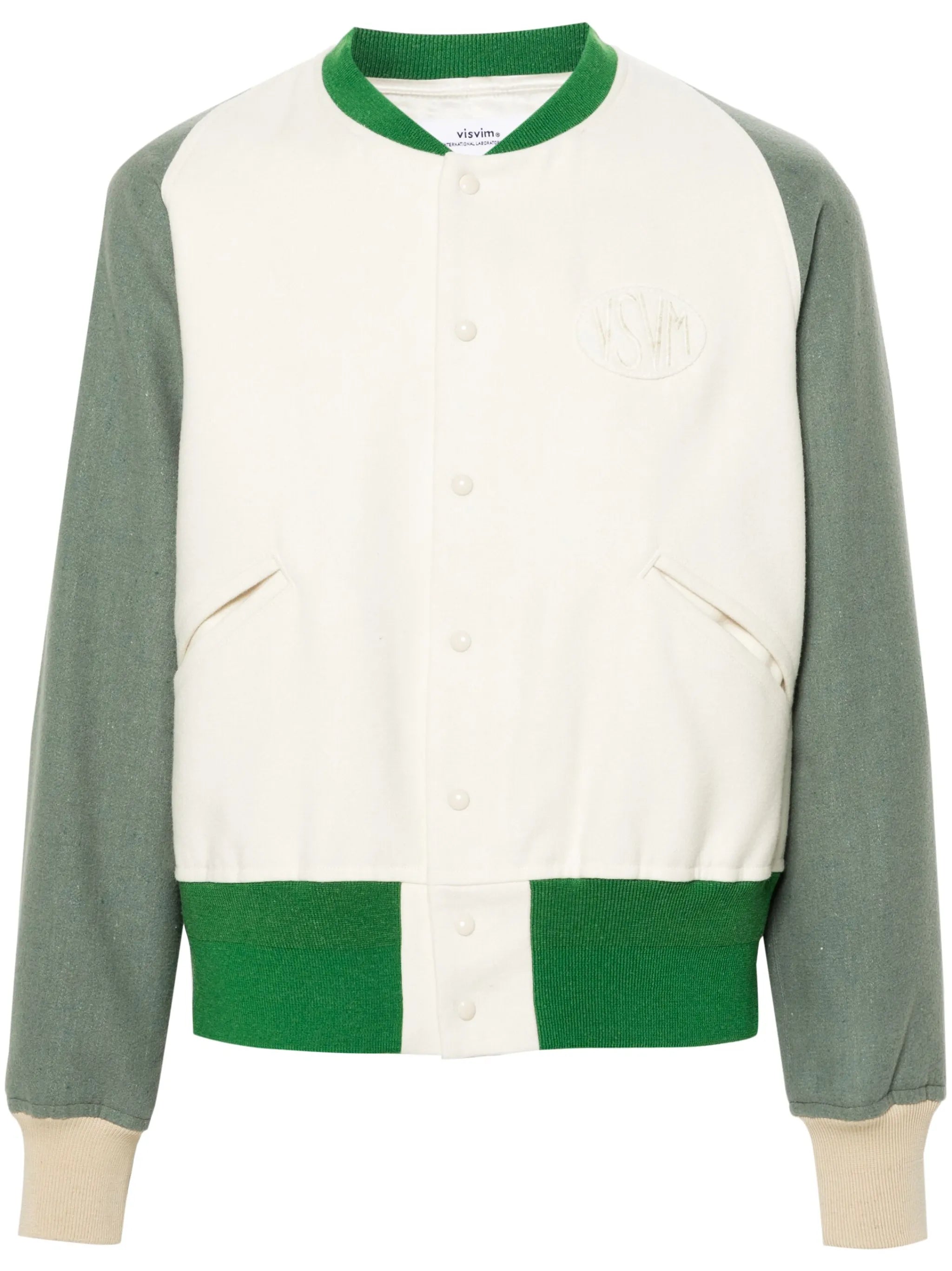 logo-patch felted varsity jacket