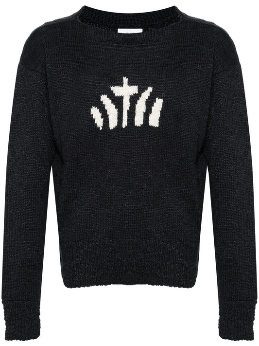 intarsia-knit silk-blend jumper